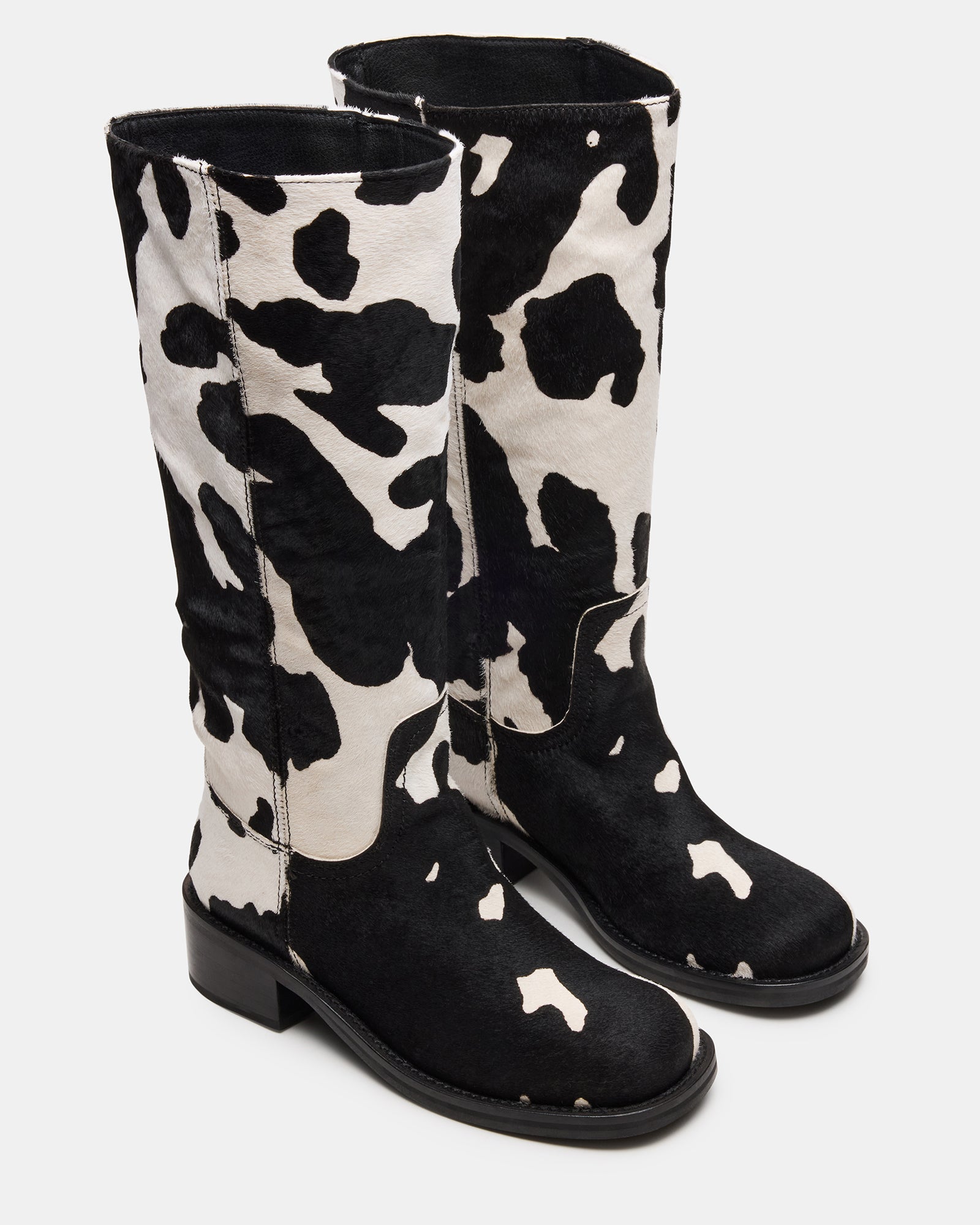 RIGGS BLACK COW PRINT WIDE CALF-Cool A Warm