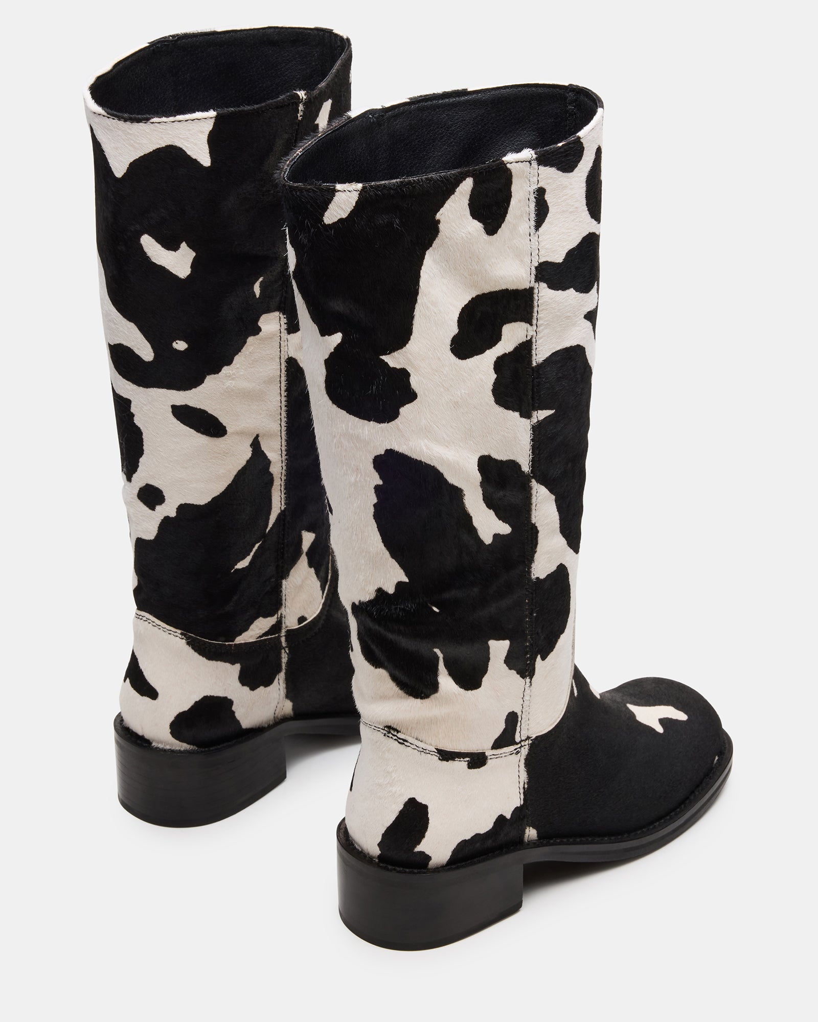 RIGGS BLACK COW PRINT WIDE CALF-Cool A Warm
