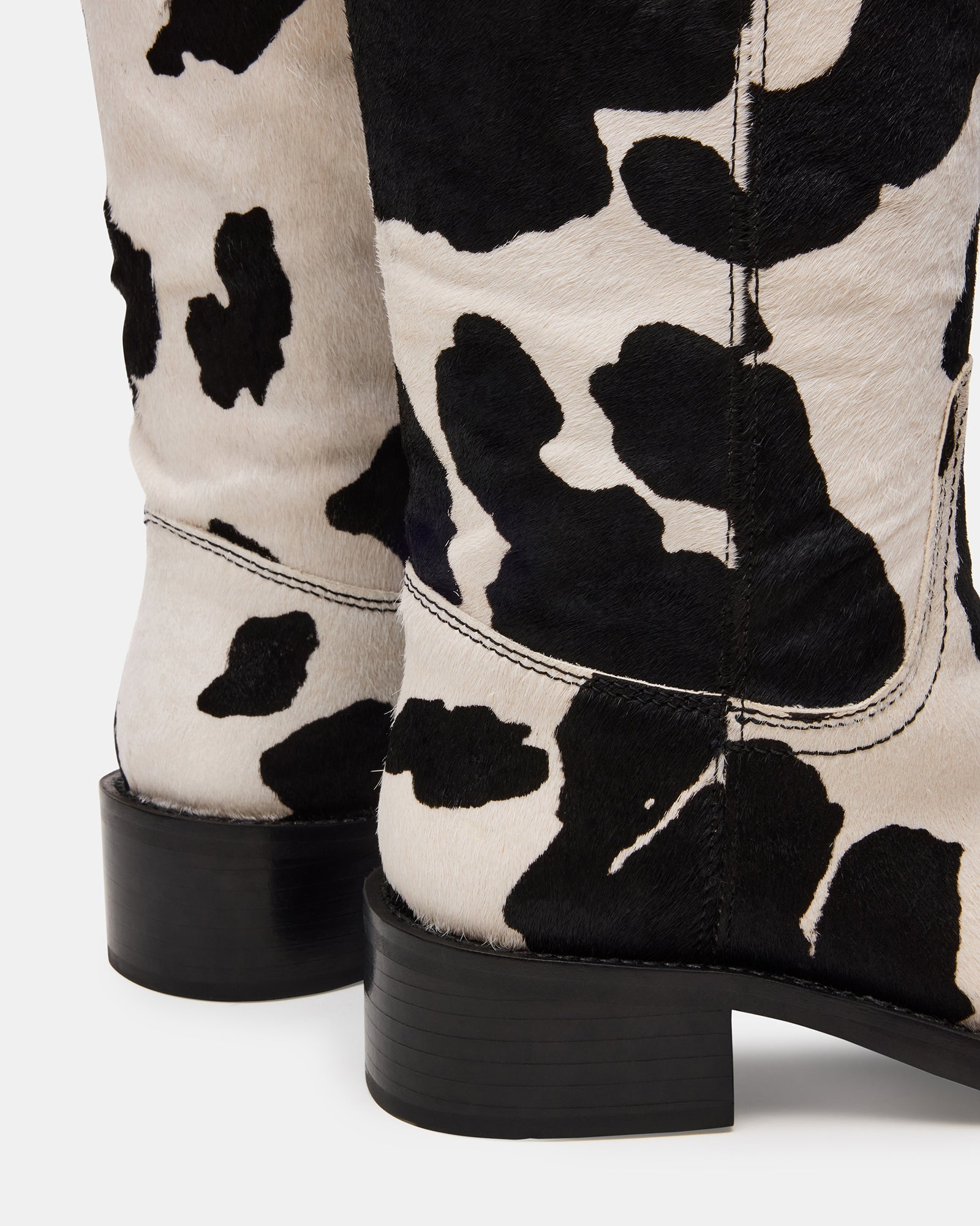 RIGGS BLACK COW PRINT WIDE CALF-Cool A Warm