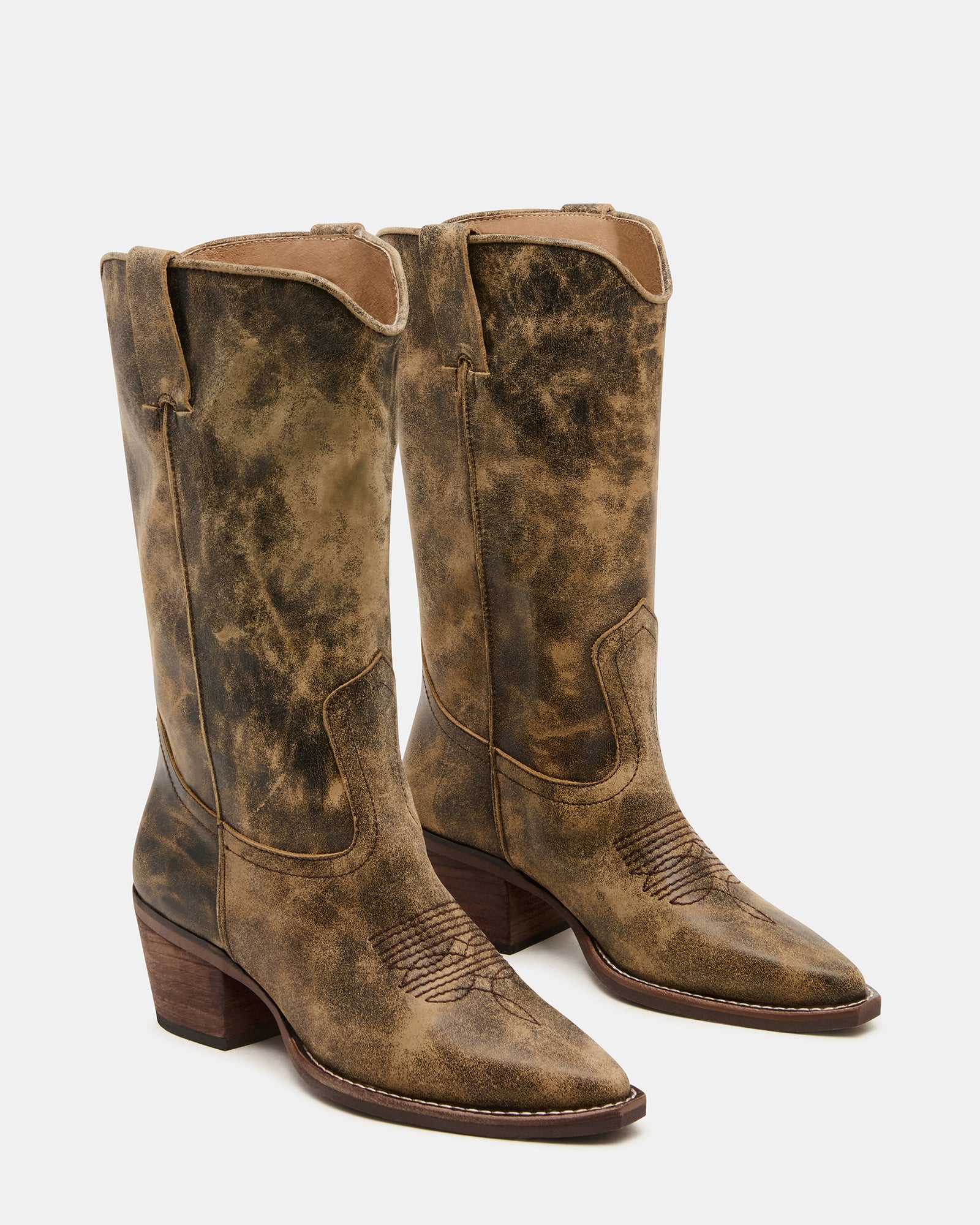 ALBANY BROWN DISTRESSED WIDE CALF-Cool A Warm