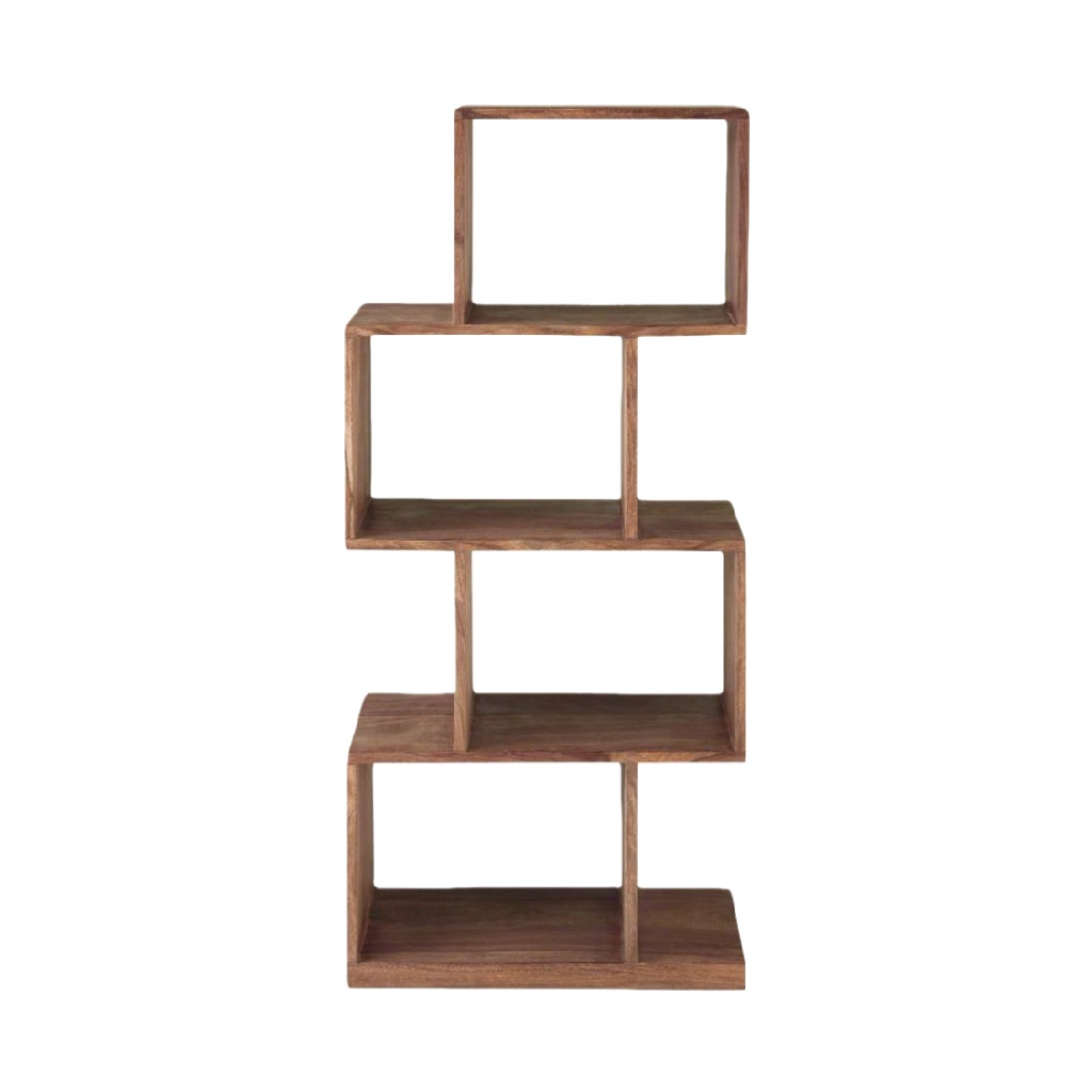 Bibliothèque en bois massif à structure décalée – étagère design ouverte-ecostyLe.store