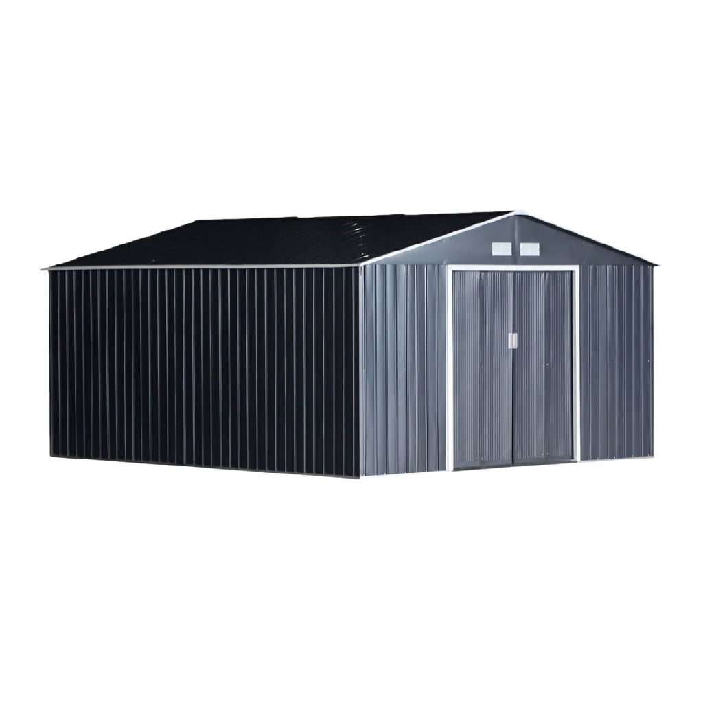 Abri de jardin en métal grande capacité avec portes doubles — style utilitaire-ecostyLe.store