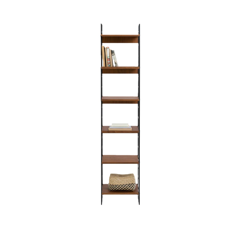 Étagère verticale étroite à six niveaux en bois et métal-ecostyLe.store