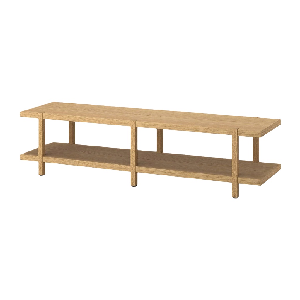 Meuble TV en bois 2 niveaux, finition chêne naturel-ecostyLe.store