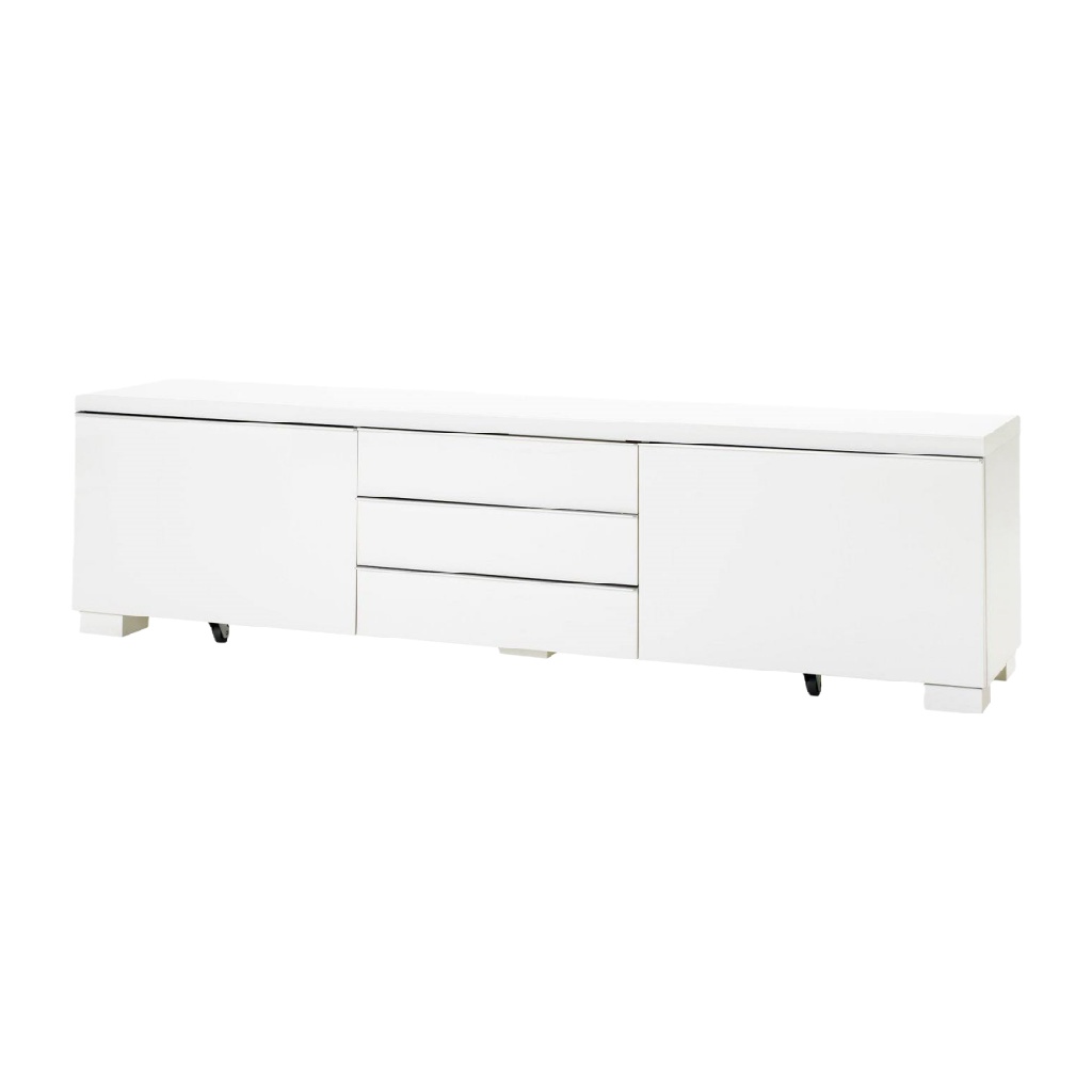 Meuble TV moderne blanc avec tiroirs et compartiments de rangement-ecostyLe.store