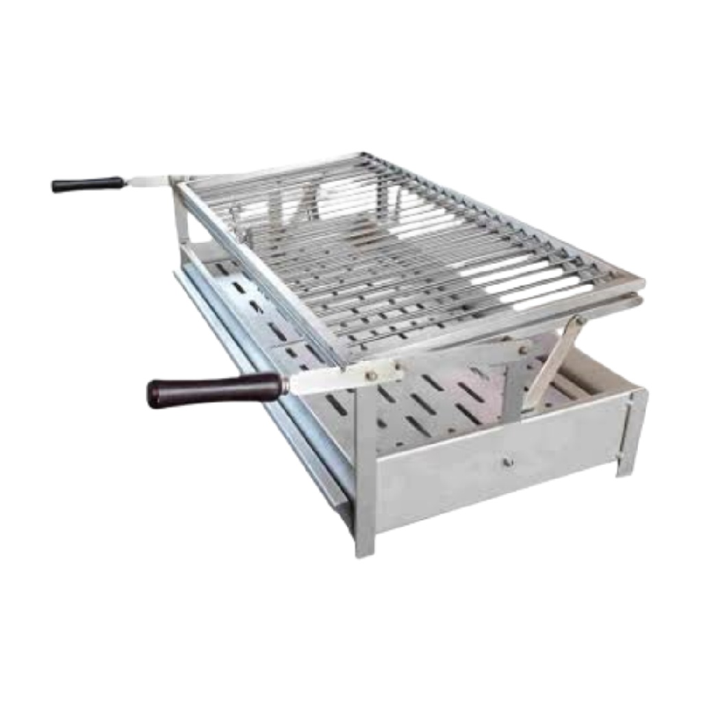 Barbecue à charbon rectangulaire en acier, grille réglable, poignées isolantes-ecostyLe.store