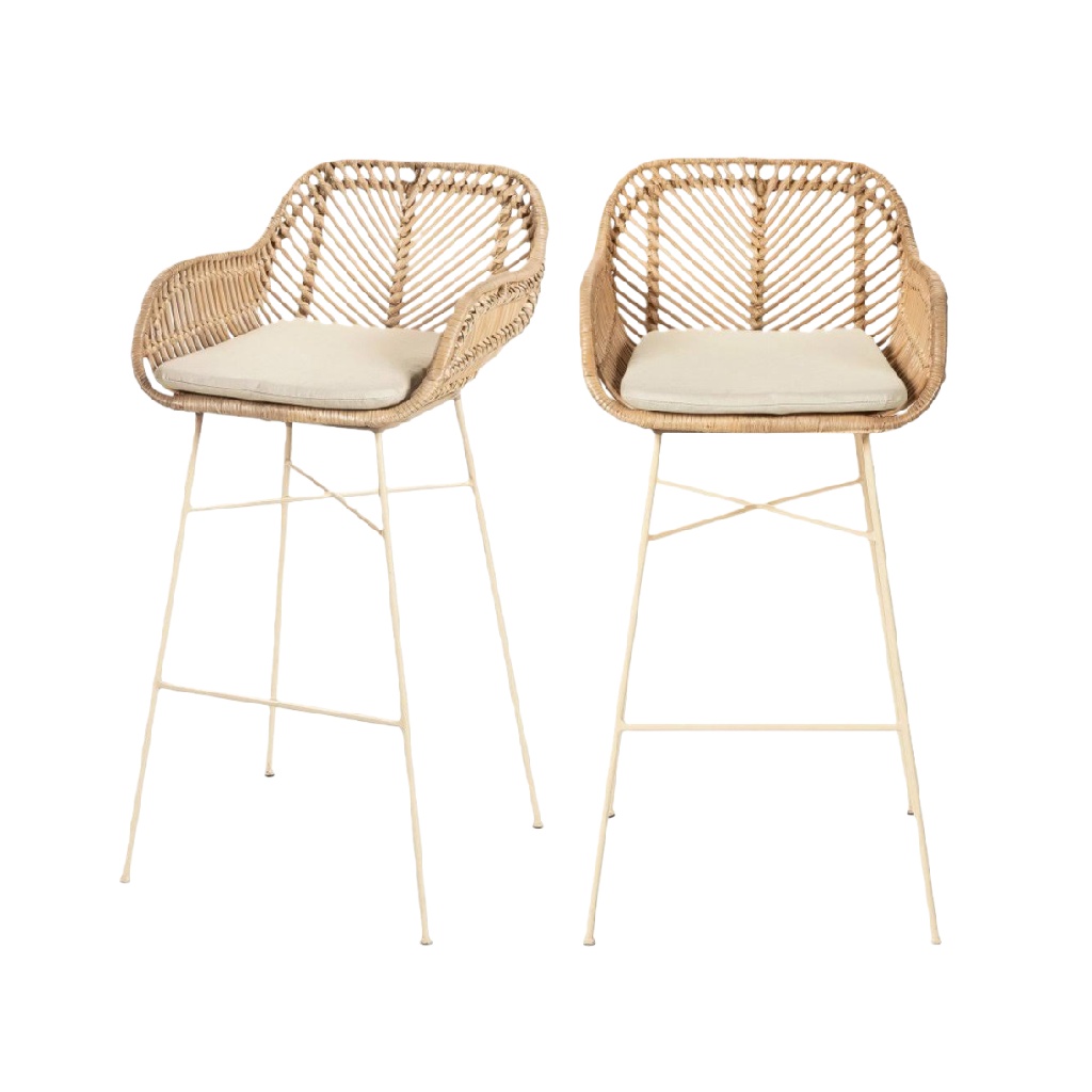 Tabouret de bar moderne tissé (lot de 2)-ecostyLe.store