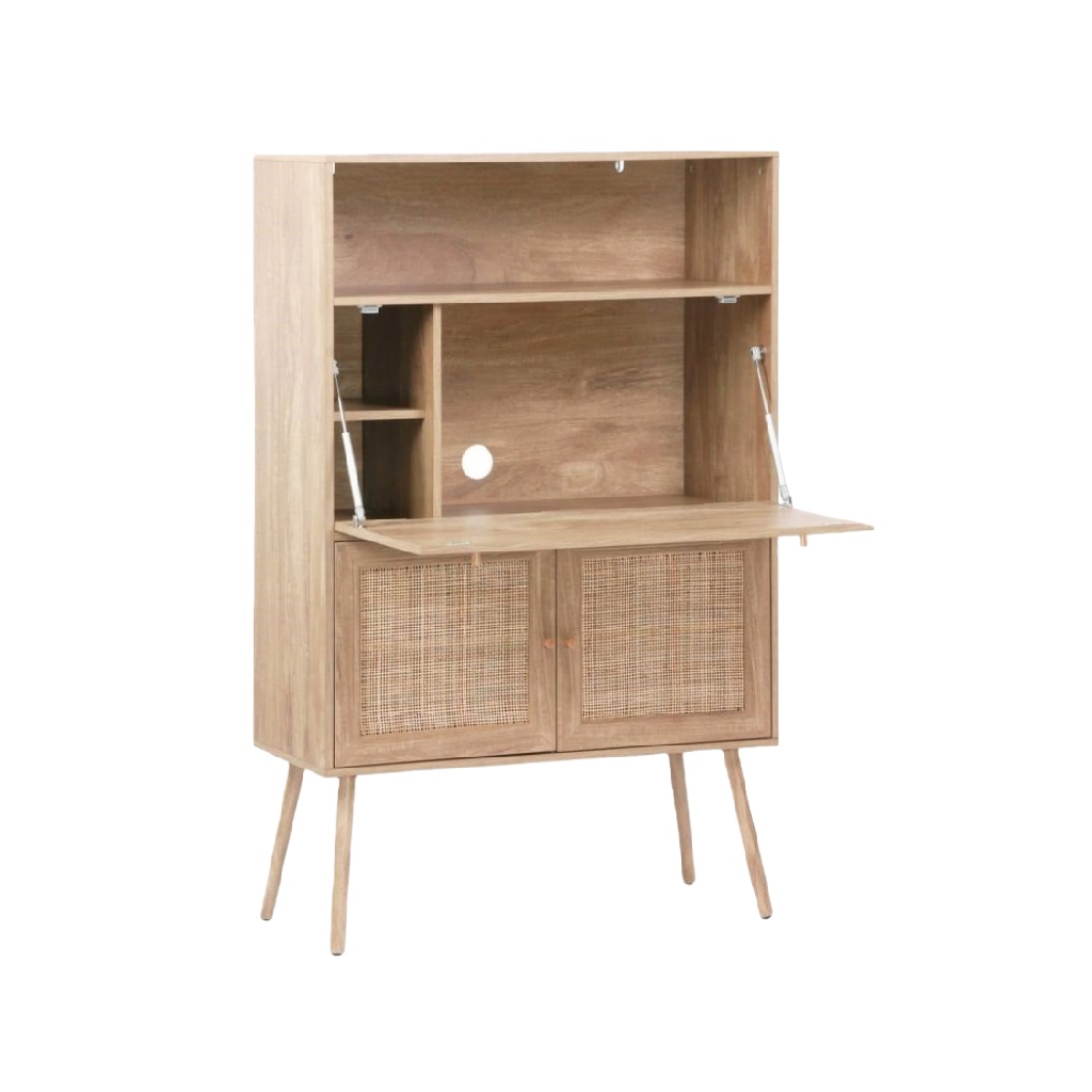 Bureau secrétaire avec abattant et rangements – bois naturel-ecostyLe.store