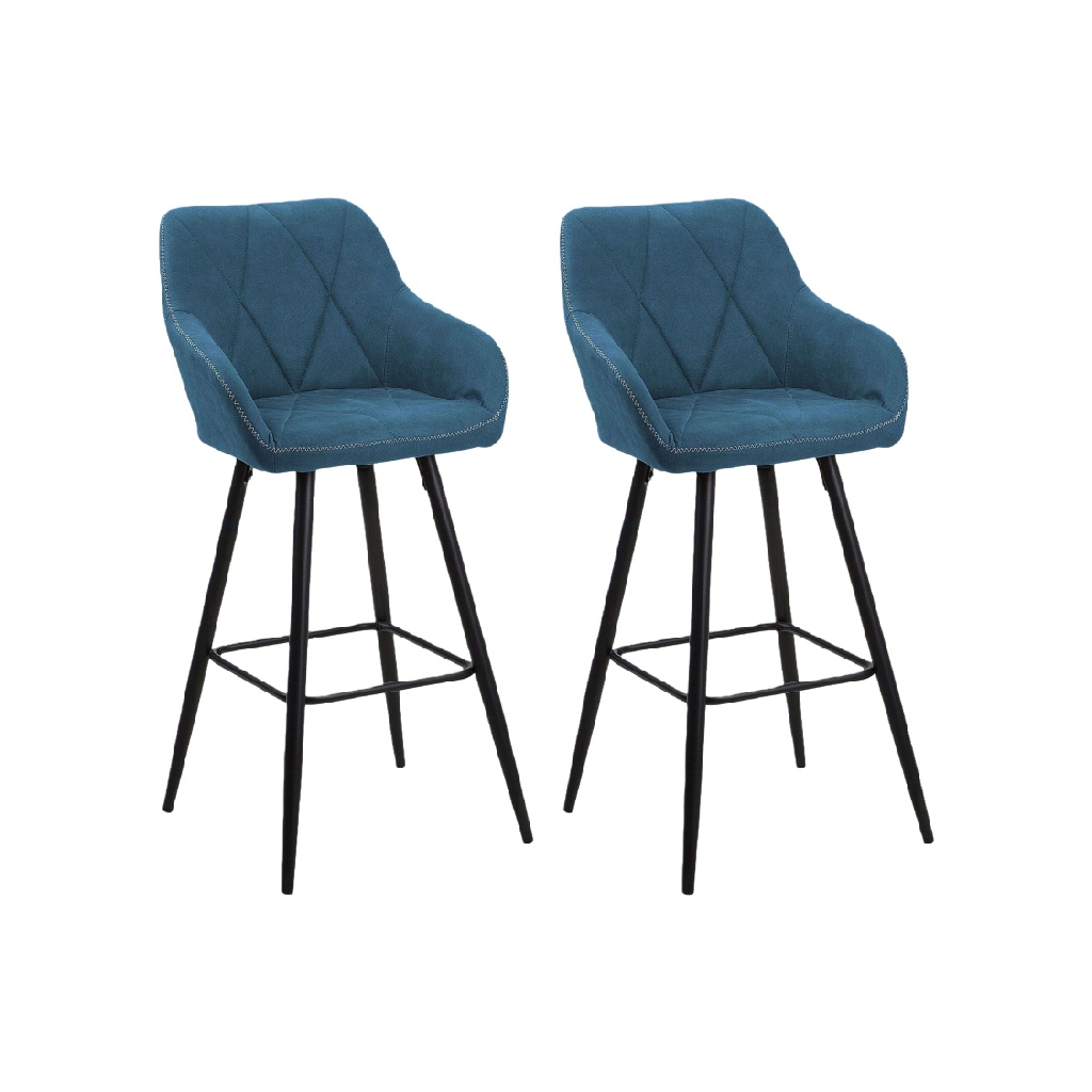 Tabouret bleu moderne (lot de 2)-ecostyLe.store