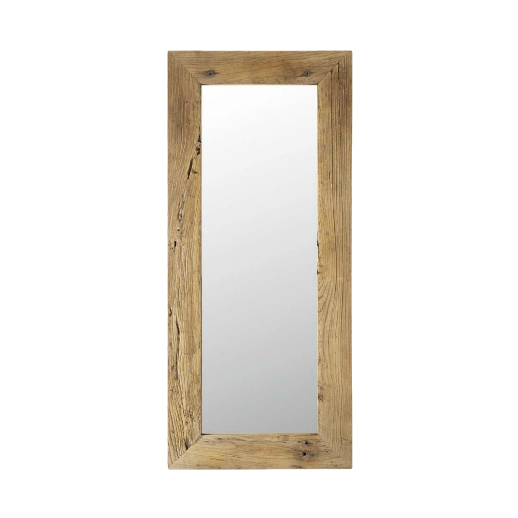 Miroir rectangulaire avec cadre en bois naturel — style rustique-ecostyLe.store