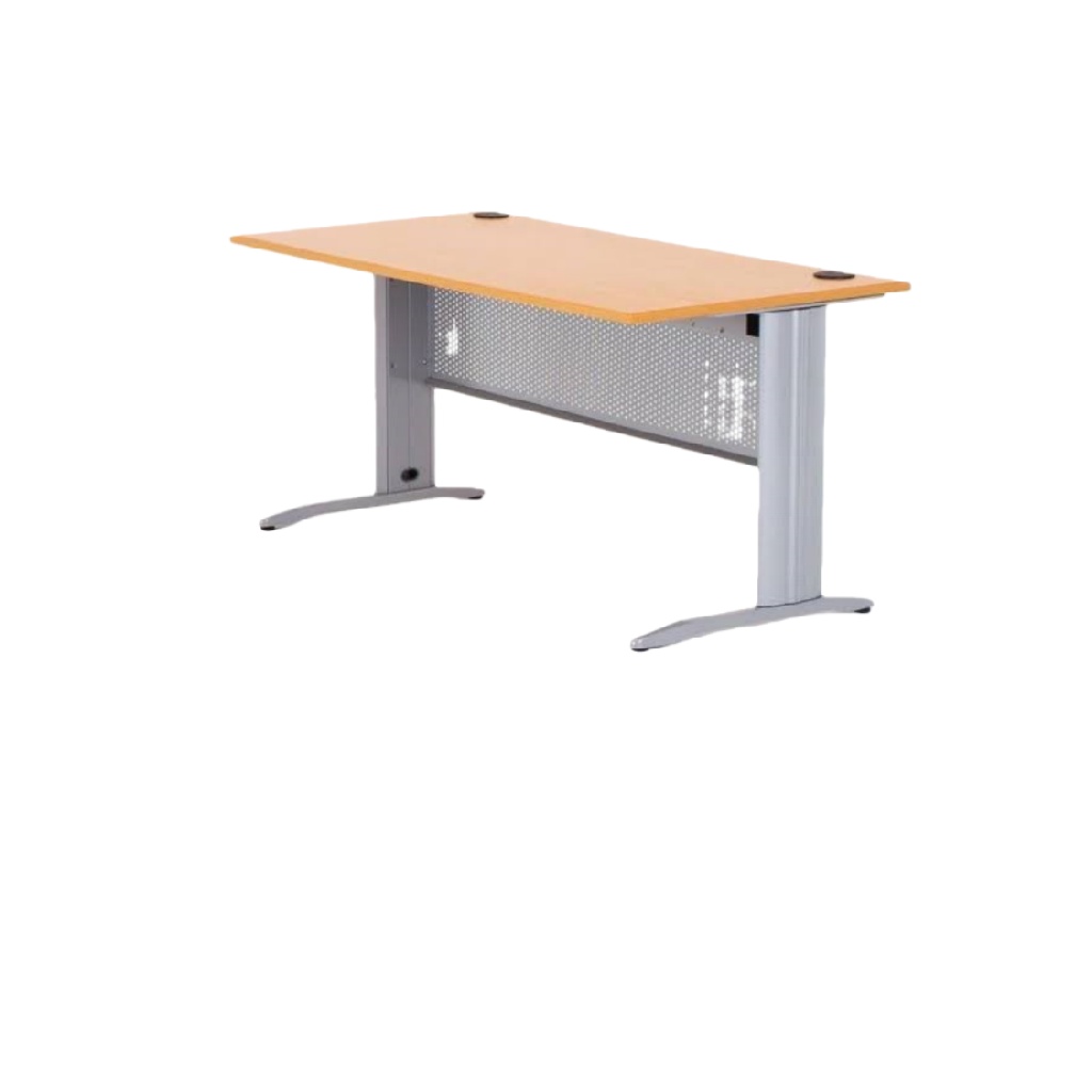 Bureau droit avec plateau bois et structure métallique, panneau de modestie perforé-ecostyLe.store