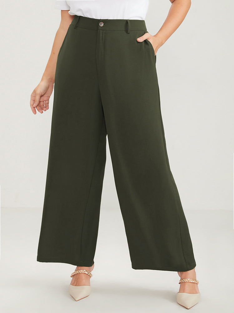 Solid Pocket Wide Leg Pants-Sweetccc