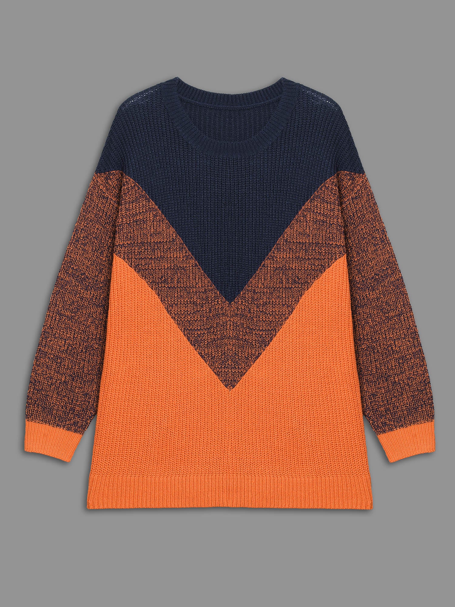 Textured Balloon Sleeves Color Block Pullover-Sweetccc