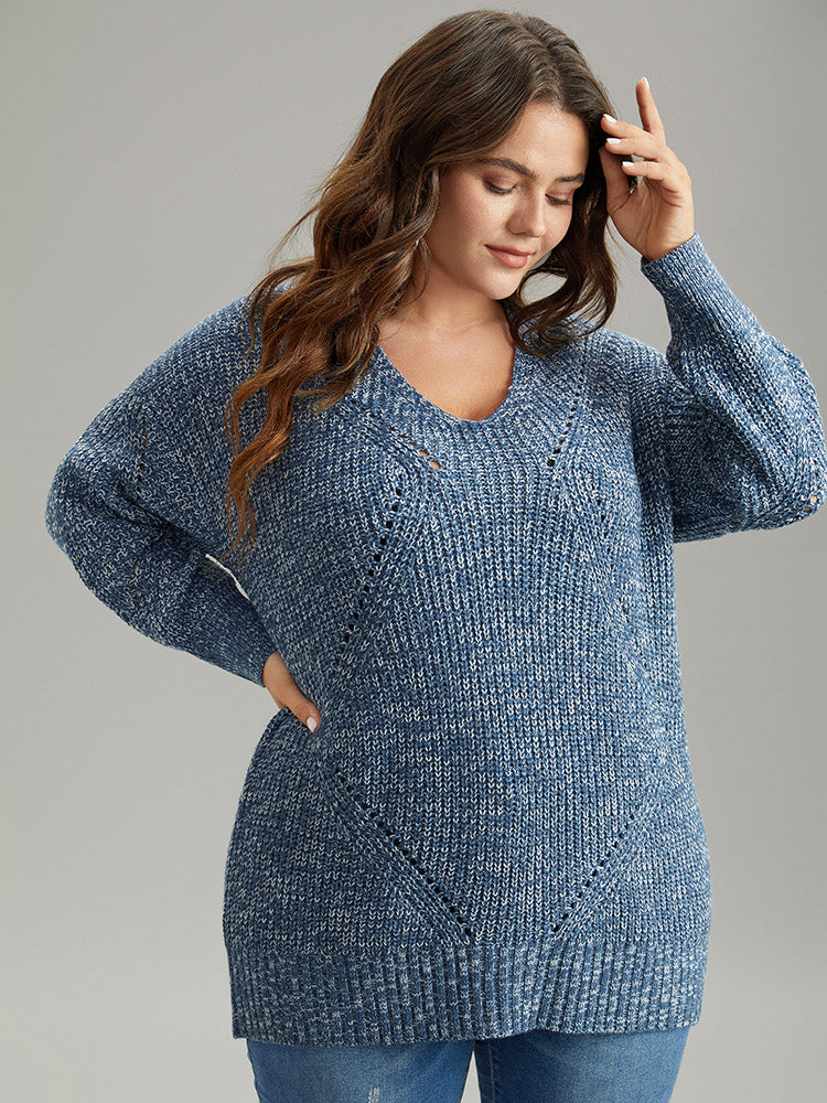 Heather Elastic Cuffs Cut Out Pullover-Sweetccc