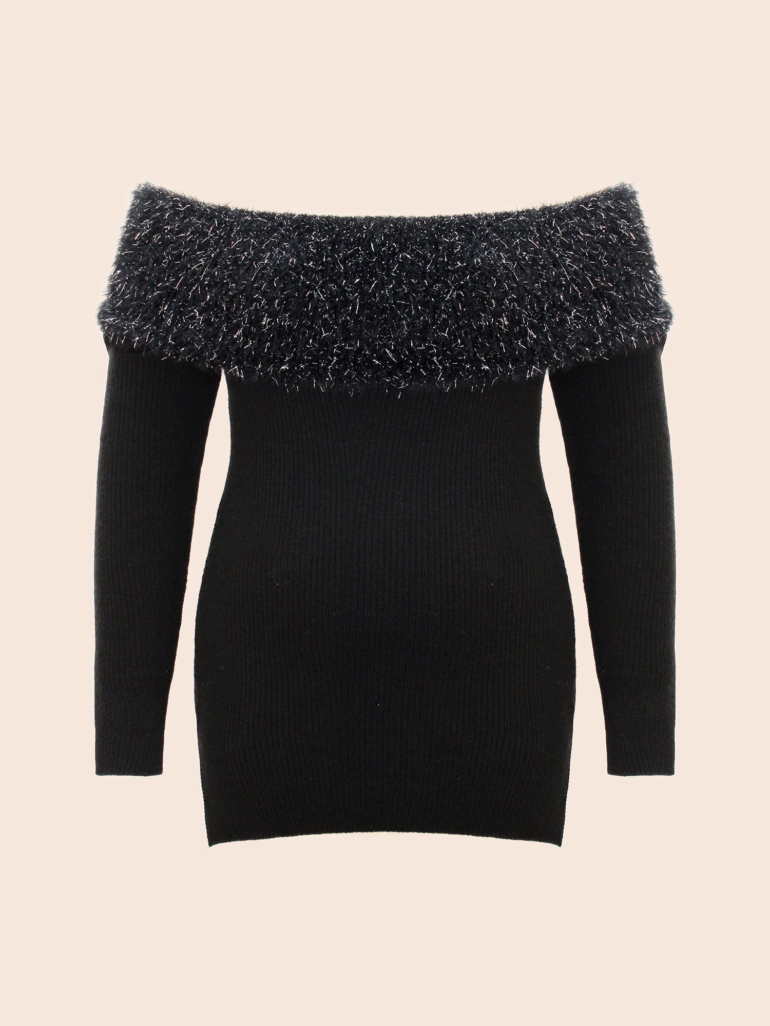 Off-Shoulder Silver Threads Detailing Pullover-Sweetccc