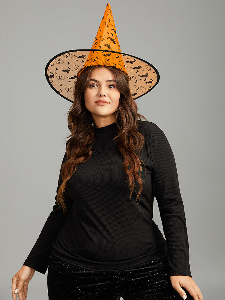 Halloween Cat Mesh Patchwork Hat-Sweetccc