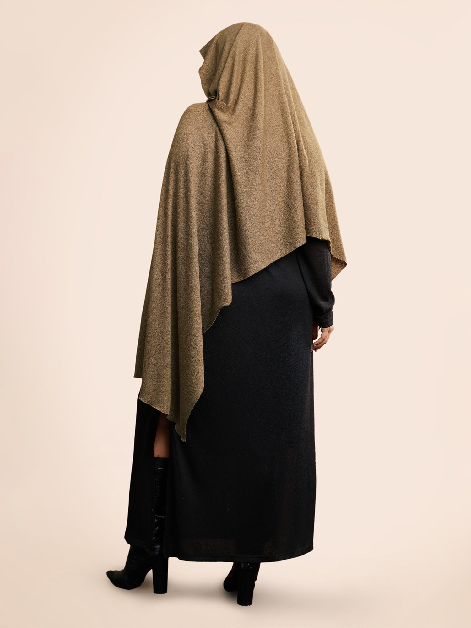 Knitted Leather Buckle Cape Styled Shawl-Sweetccc