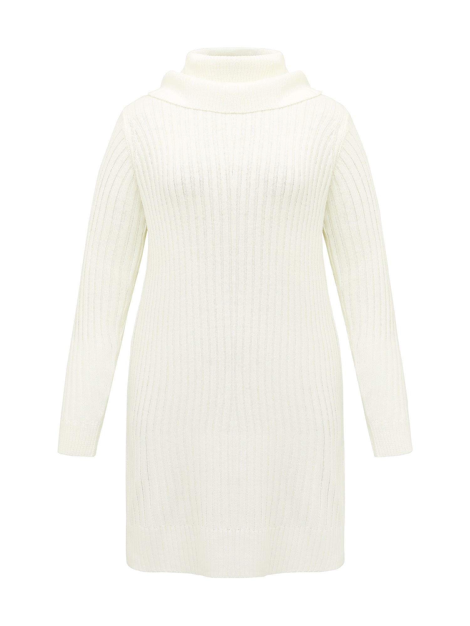 High Turtleneck Textured Sweater Dress-Sweetccc