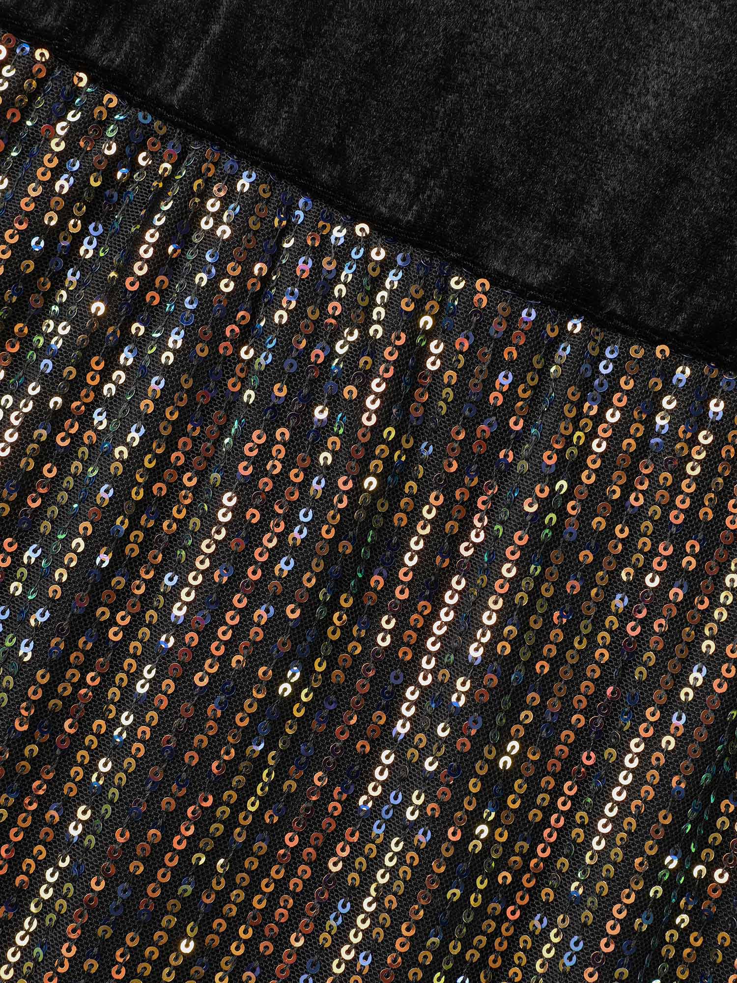 Velvet Sequin Patchwork Tie Knot Dress-Sweetccc