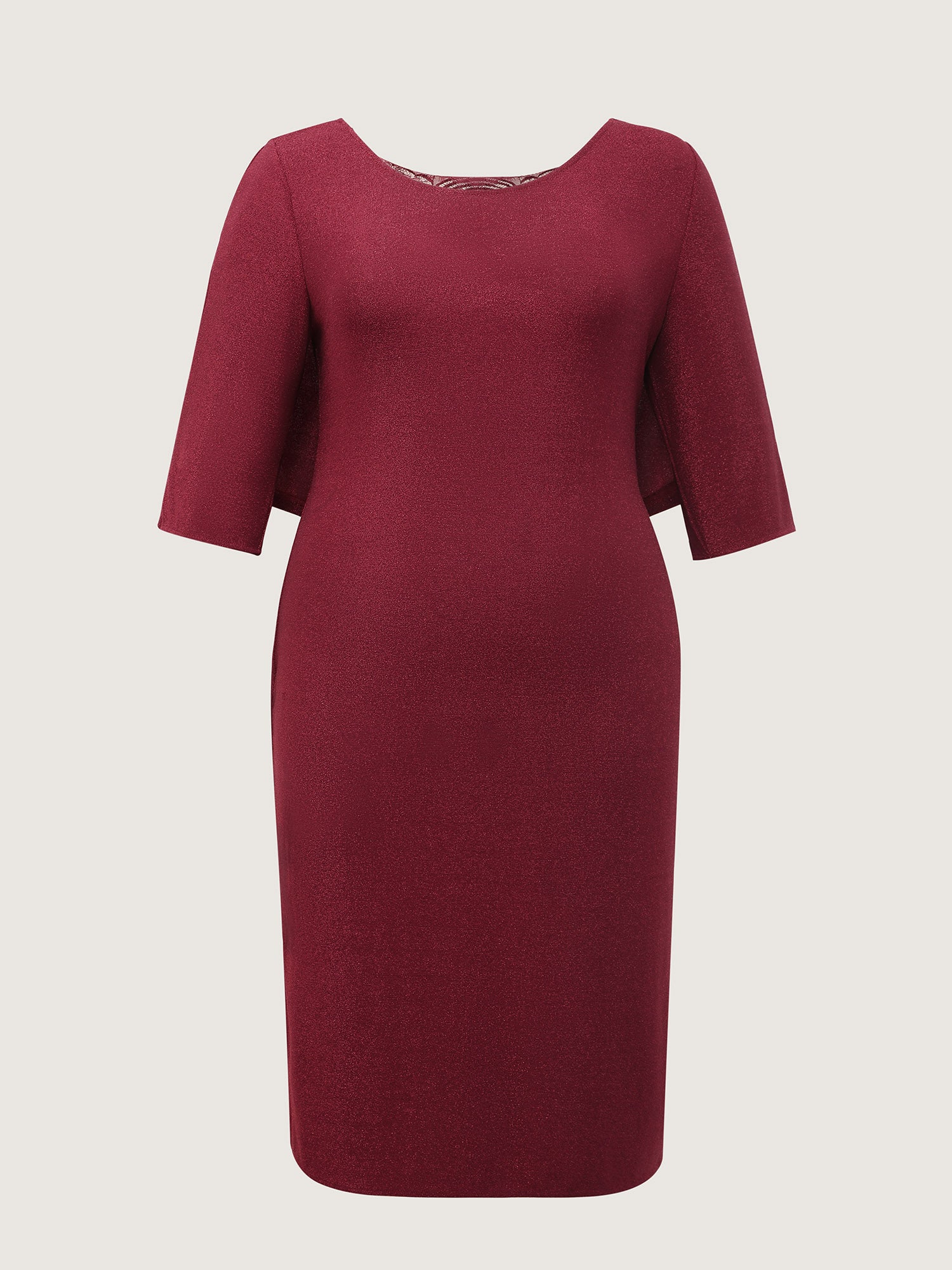 Lurex Drape Back Lace Trim Midi Dress-Sweetccc