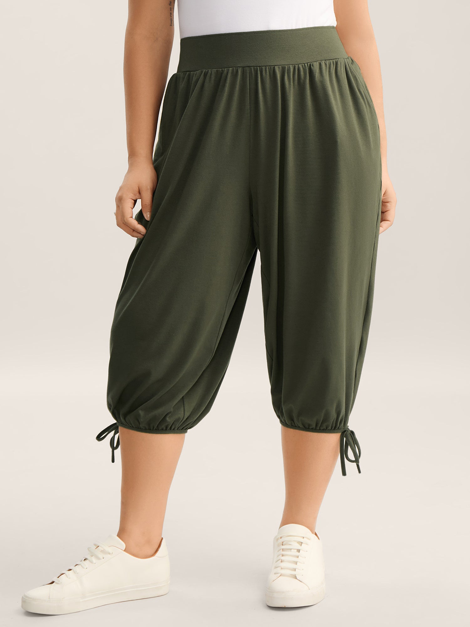 Keyhole Hem Ties Jogger Pants-Sweetccc