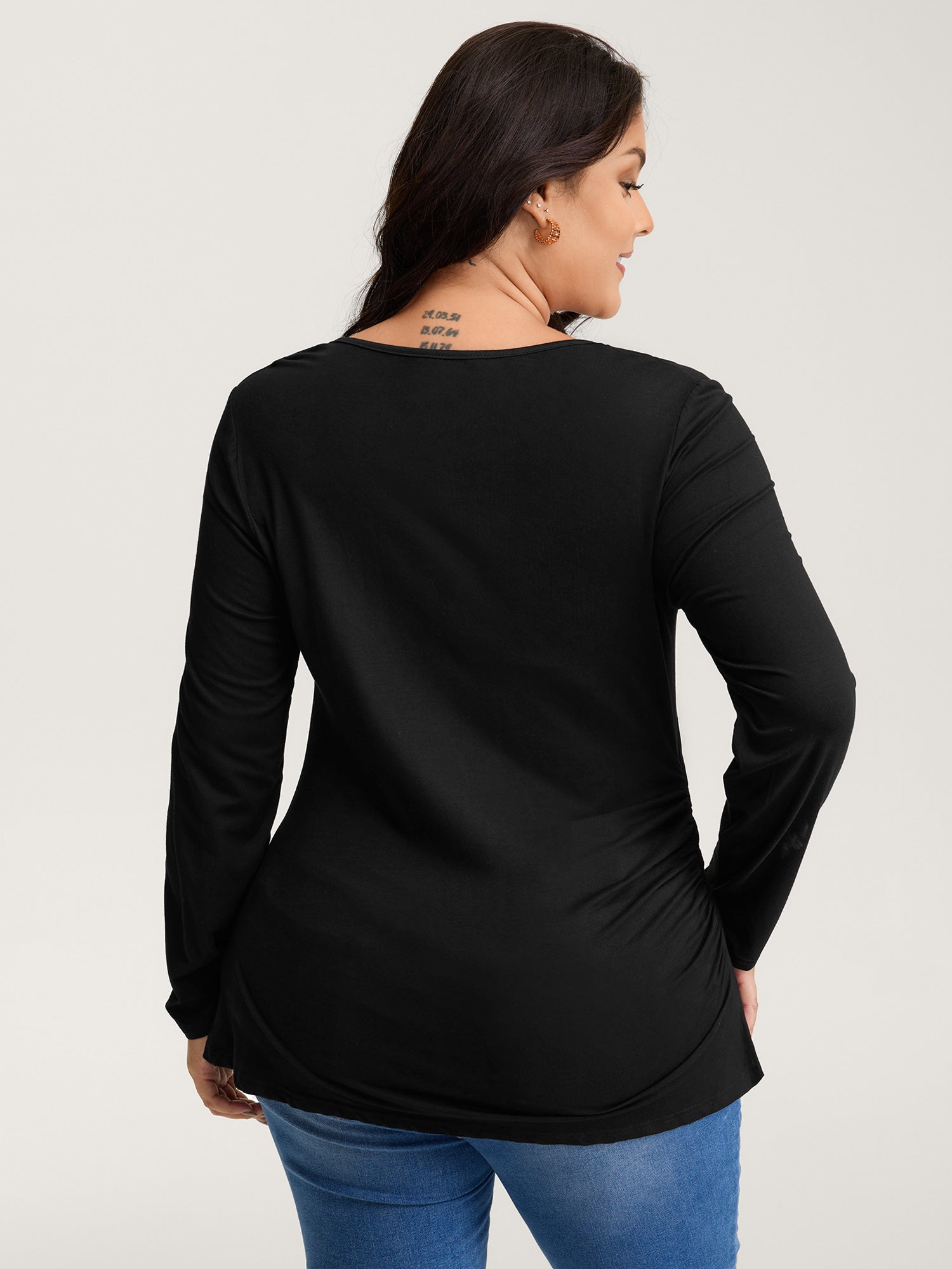 Stretchy Fitted Cut-Out Solid T-Shirt-Sweetccc