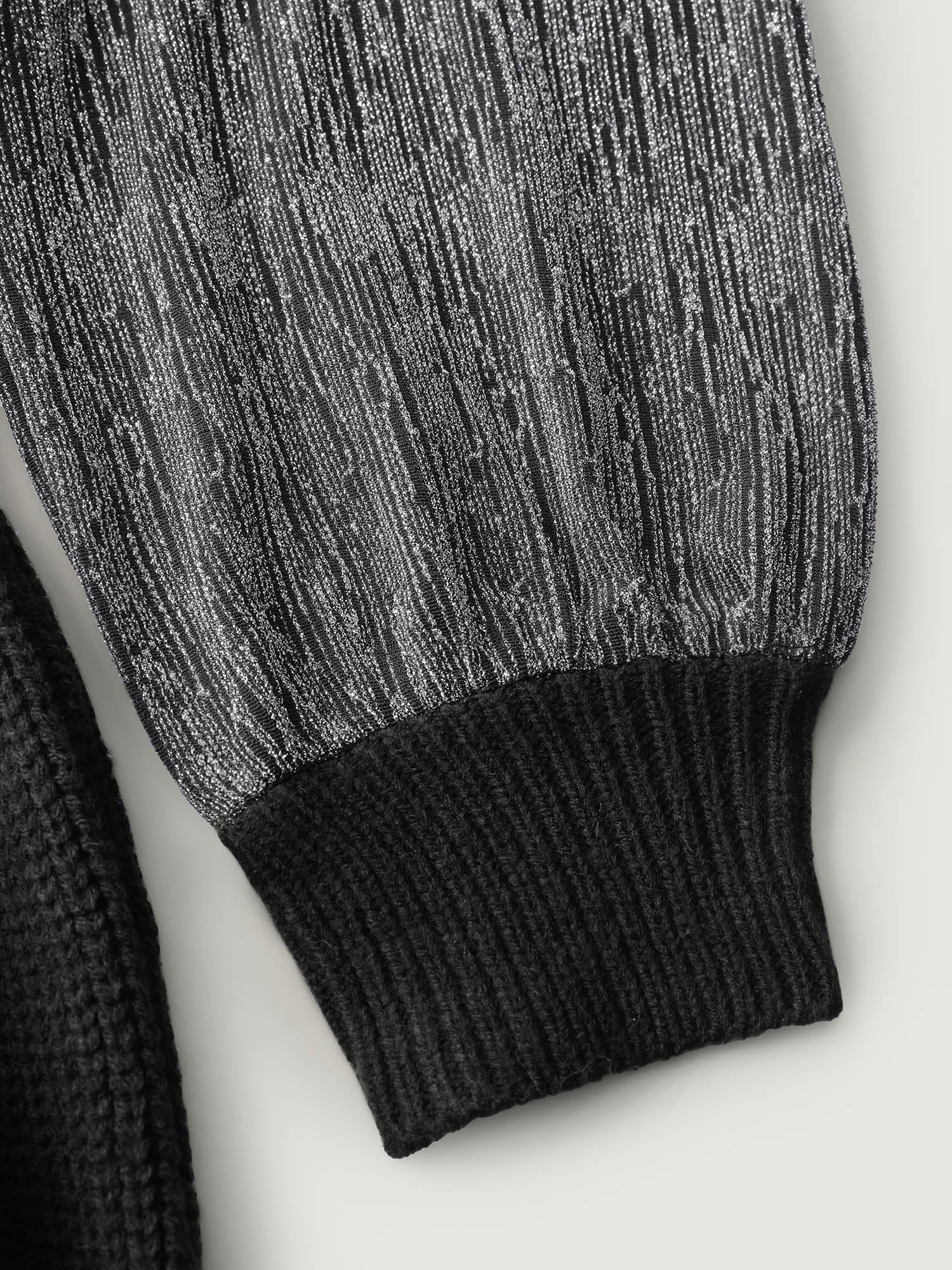 Glitter Textured Contrast Sleeve Midi Sweater Dress-Sweetccc