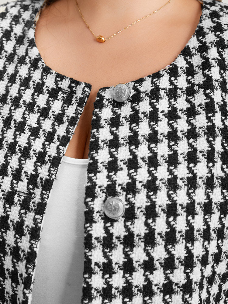 Houndstooth Button Through Blazer-Sweetccc