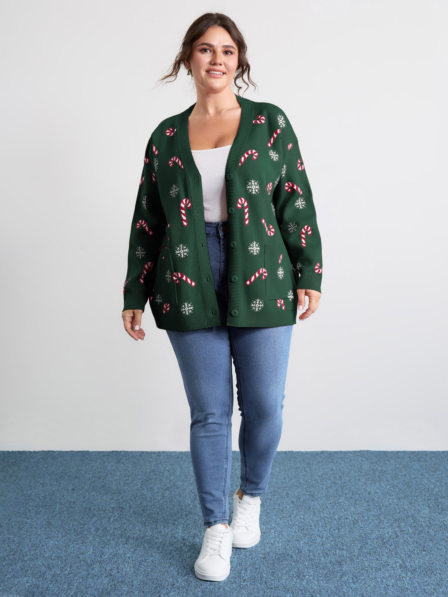 Holiday Candy Patch Pockets Knit Cardigan-Sweetccc