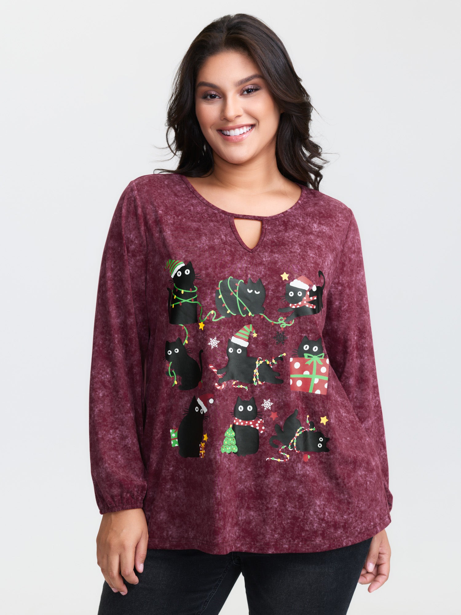 Holiday Cat Snowflake Effect T-Shirt-Sweetccc