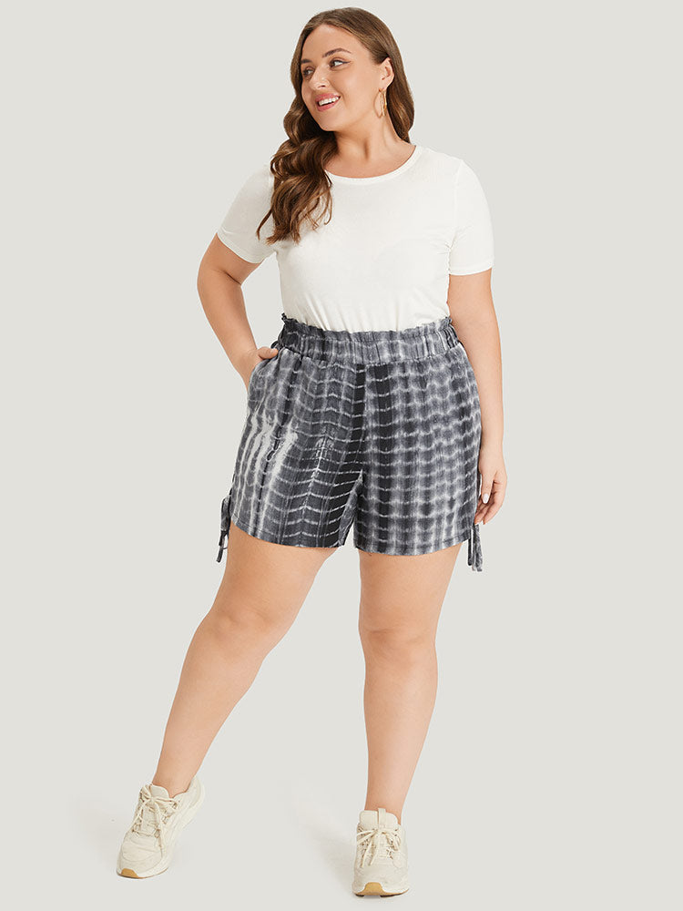 Tie Dye Knot Pocket Paperbag Waist Shorts-Sweetccc