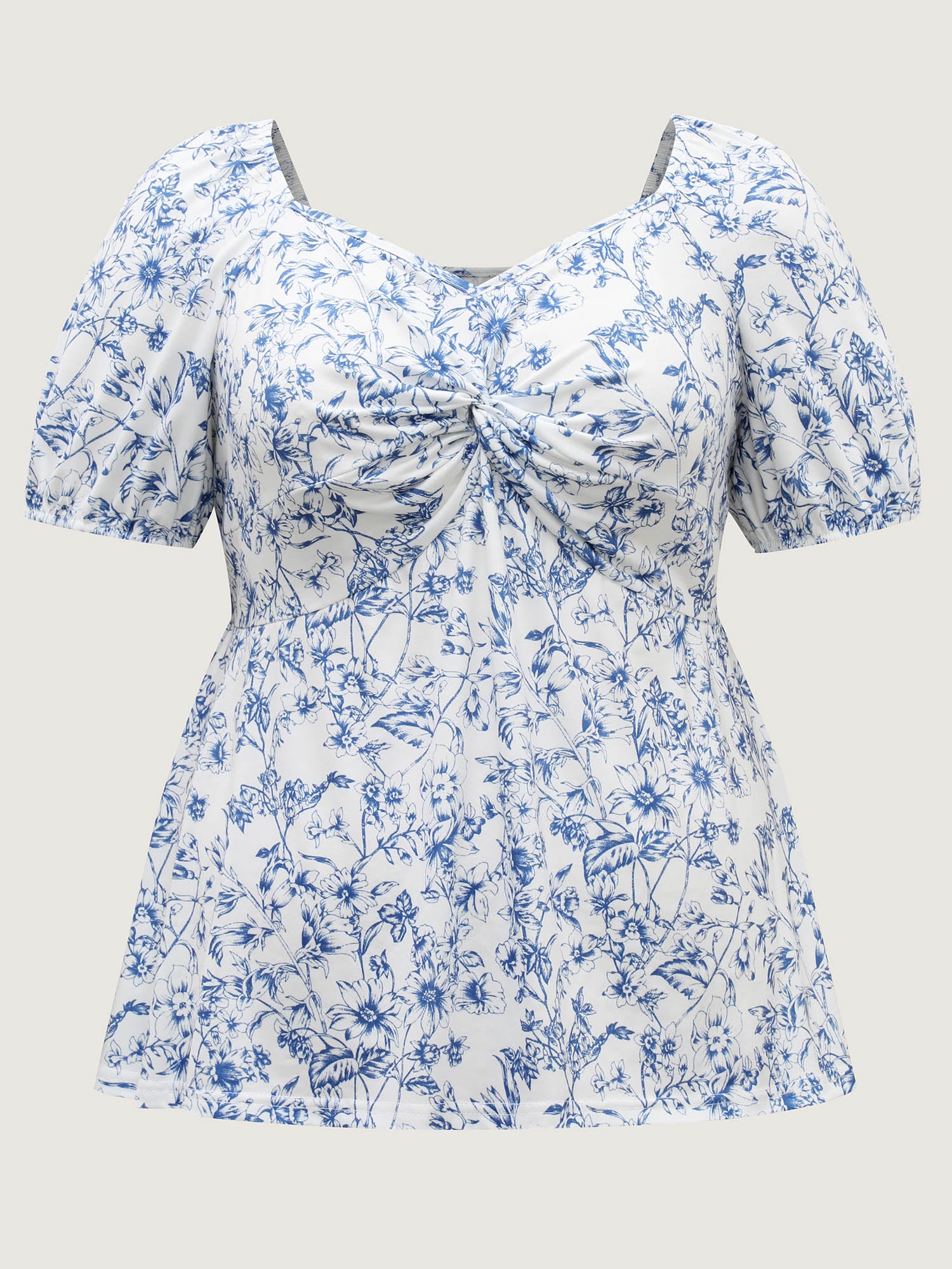 Sweetheart Gathered Bodice Floral Top-Sweetccc