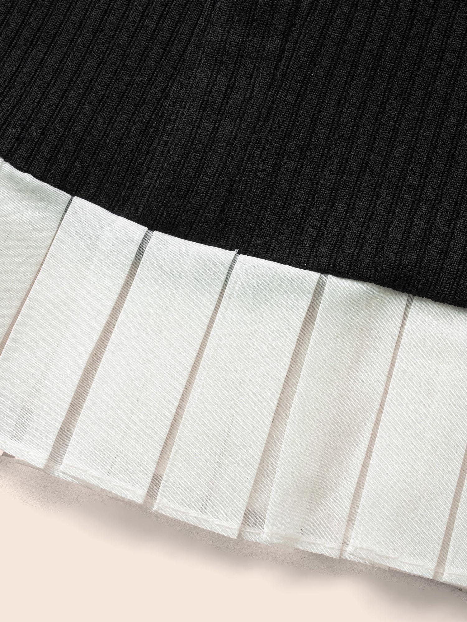 Texture Patchwork Pleated Metal Detail Dress-Sweetccc