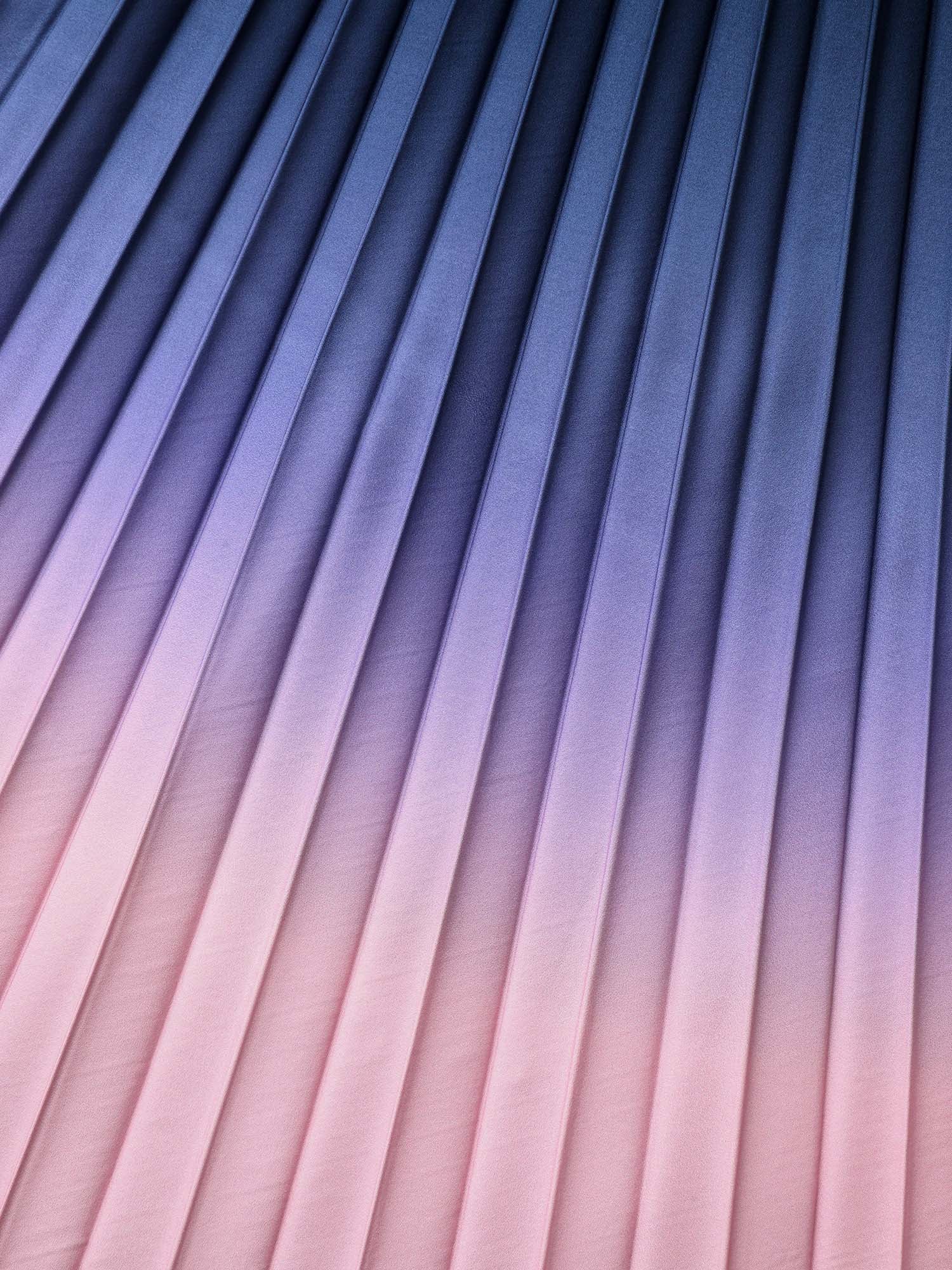 Ombre Gradient Pleated Sleeveless Midi Dress-Sweetccc