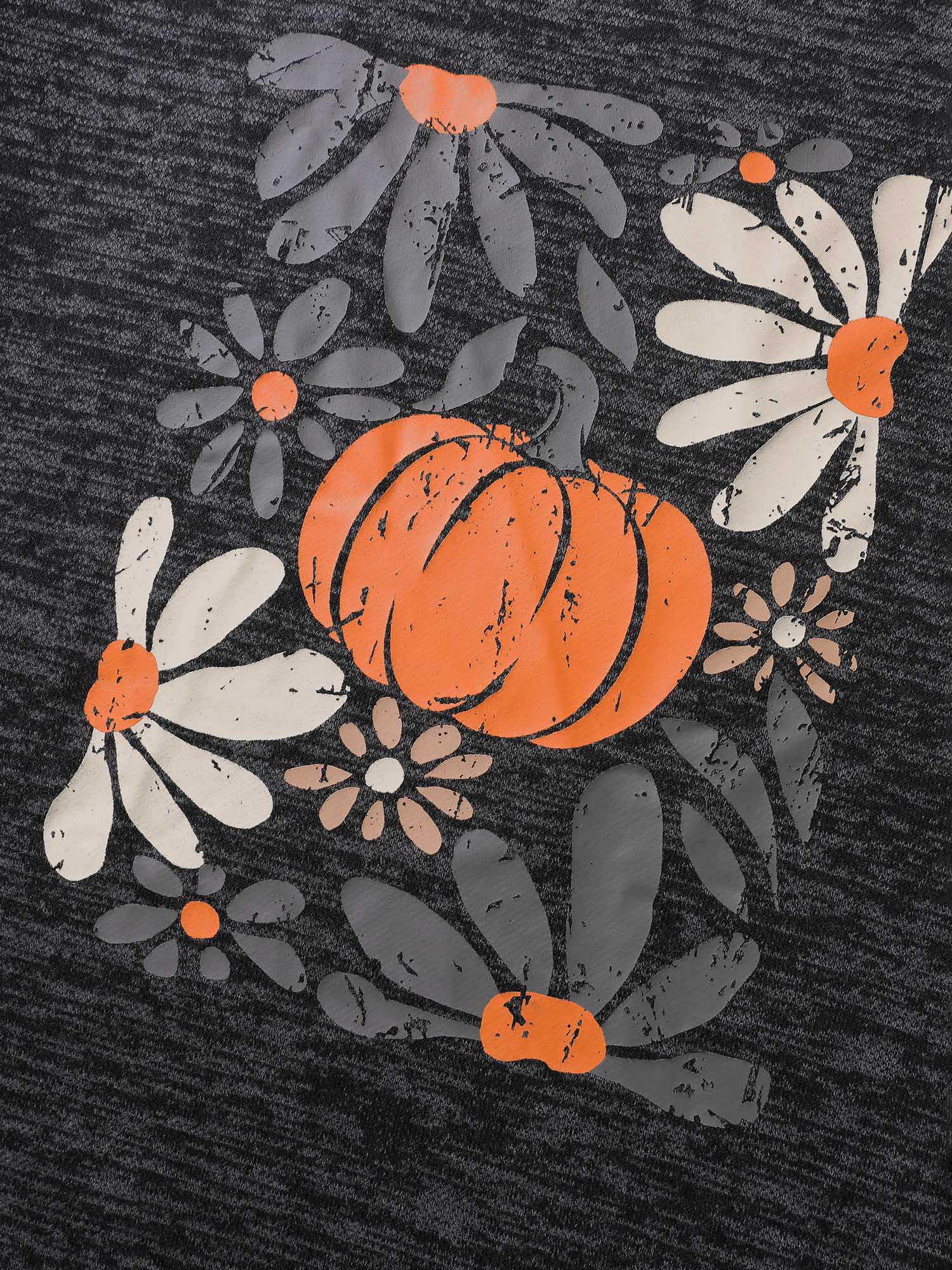 Halloween Pumpkin Floral Pockets Tunic Top-Sweetccc