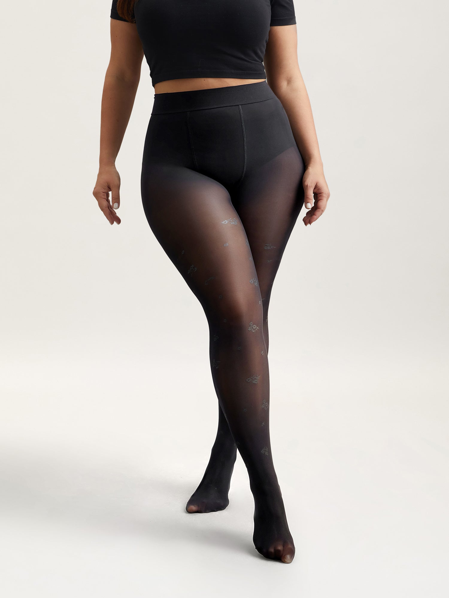 Floral Pattern Sheer Silk Tights-Sweetccc