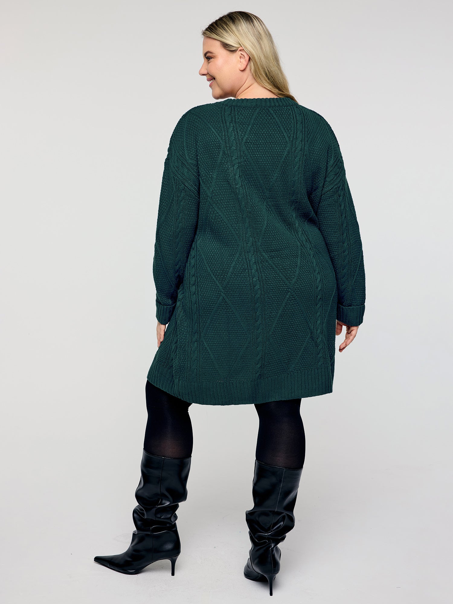 Twisted Pattern Textured Midi Sweater Dress-Sweetccc