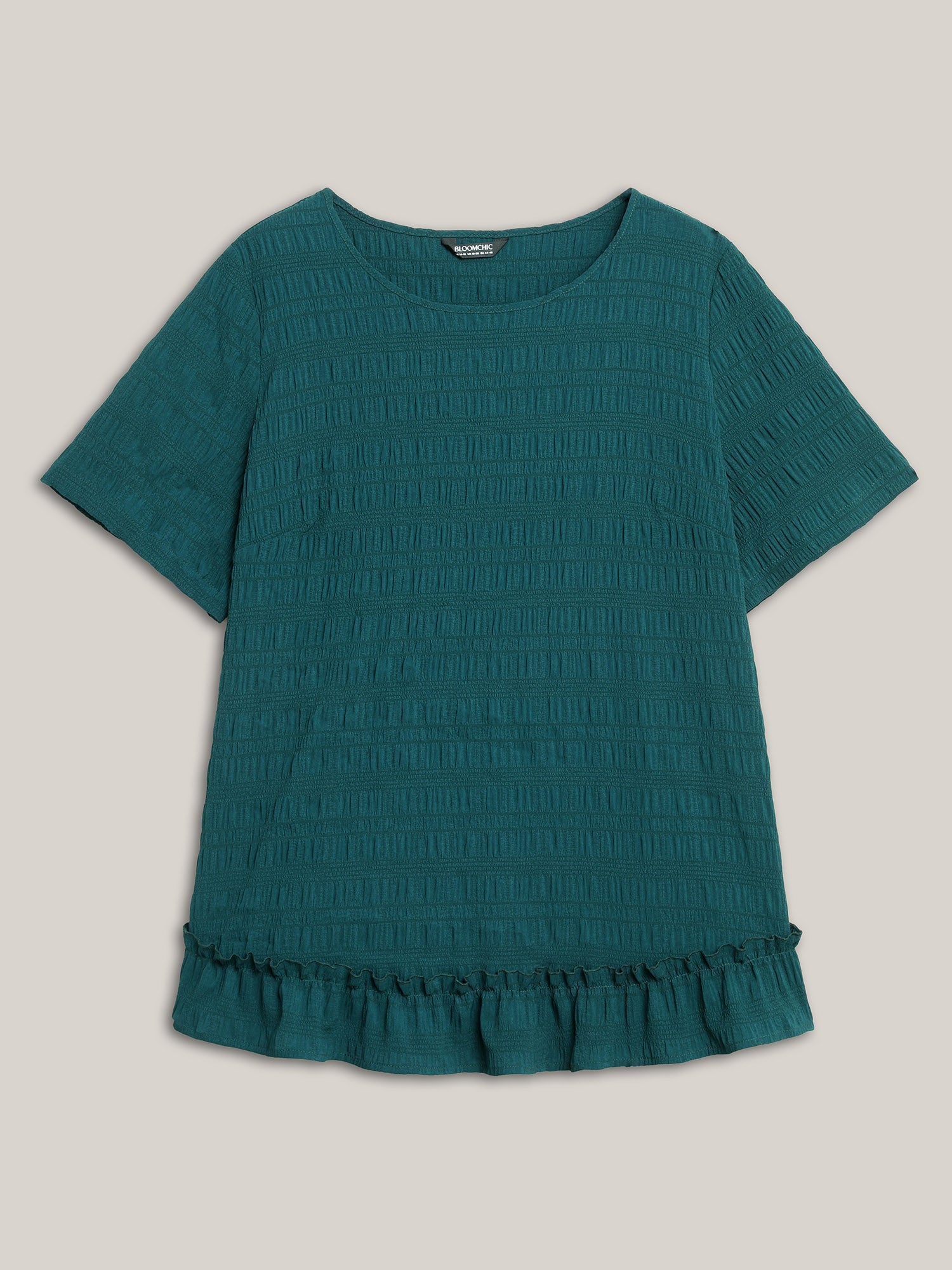 Textured Spliced Ruffle Edge Top-Sweetccc