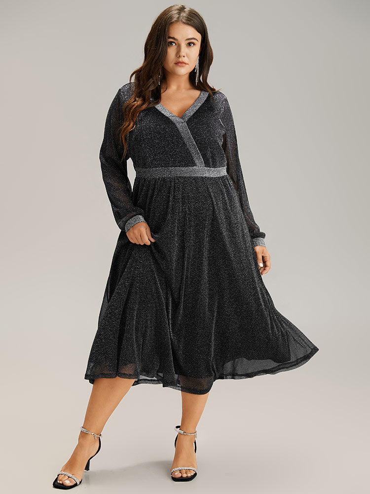 Lurex Patchwork Mesh Elastic Waist Dress-Sweetccc