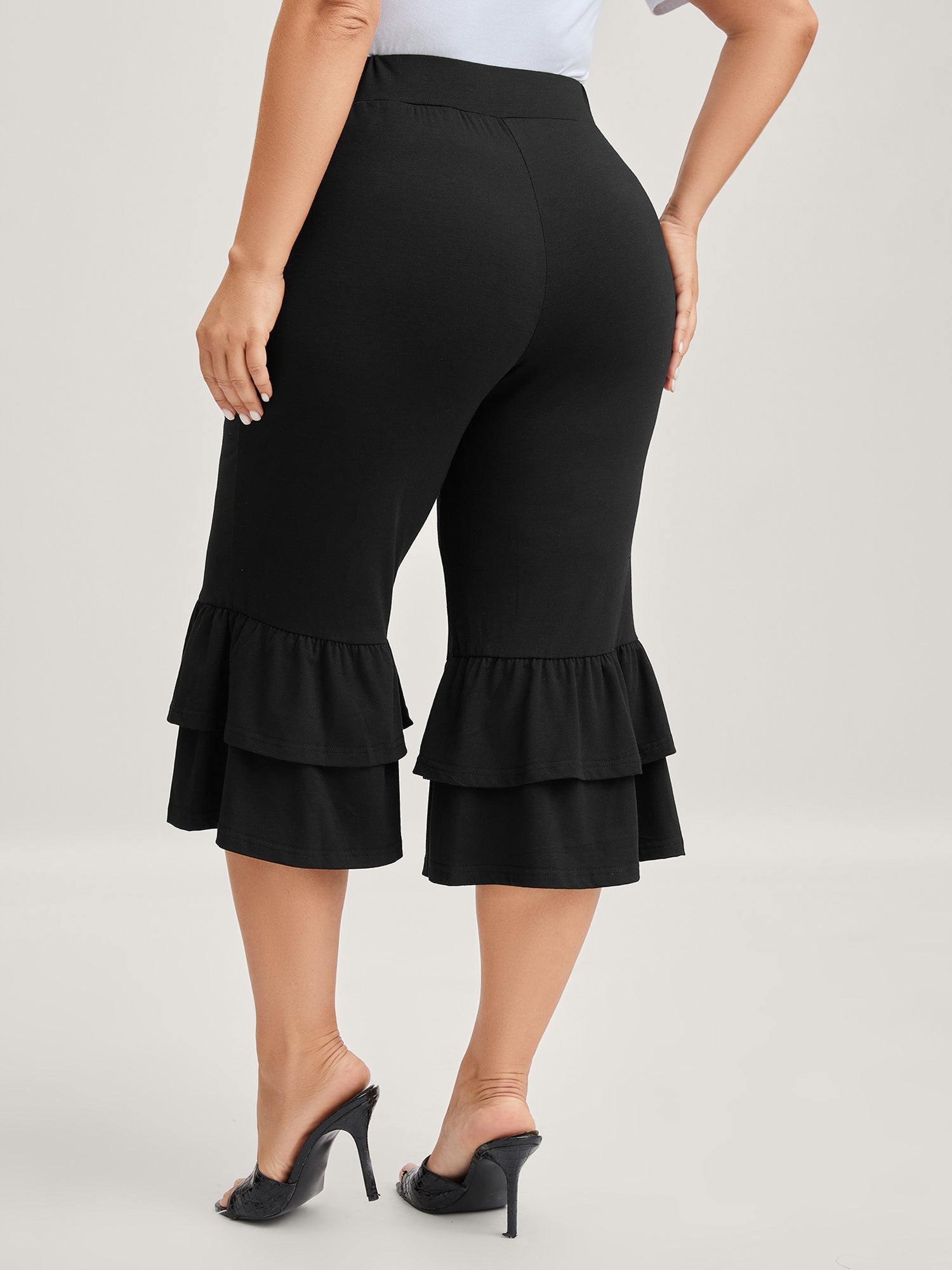 Layered Ruffled Flare Hem Pants-Sweetccc