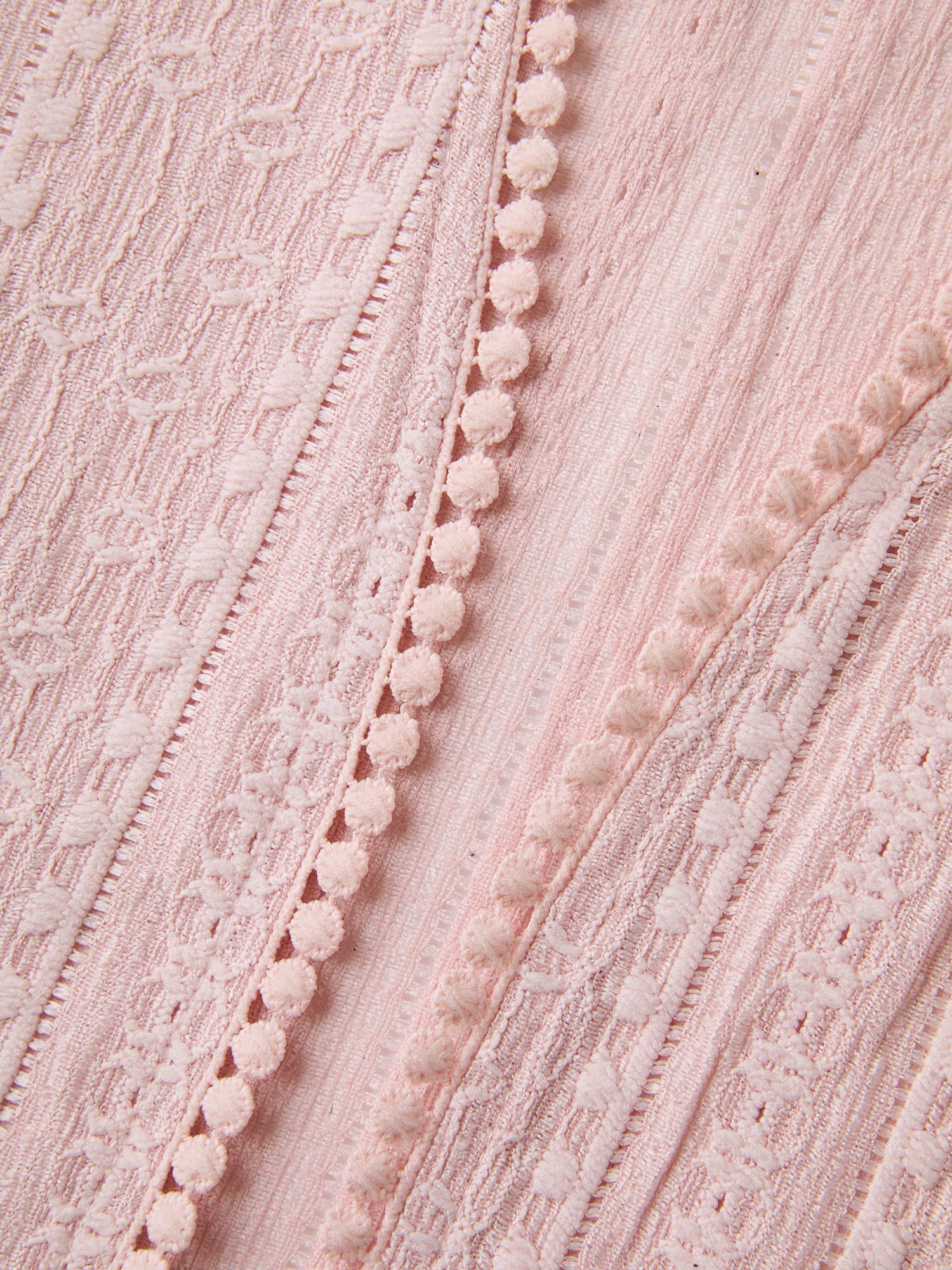 Textured Lace Trim Sheer Kimono Cardigan-Sweetccc