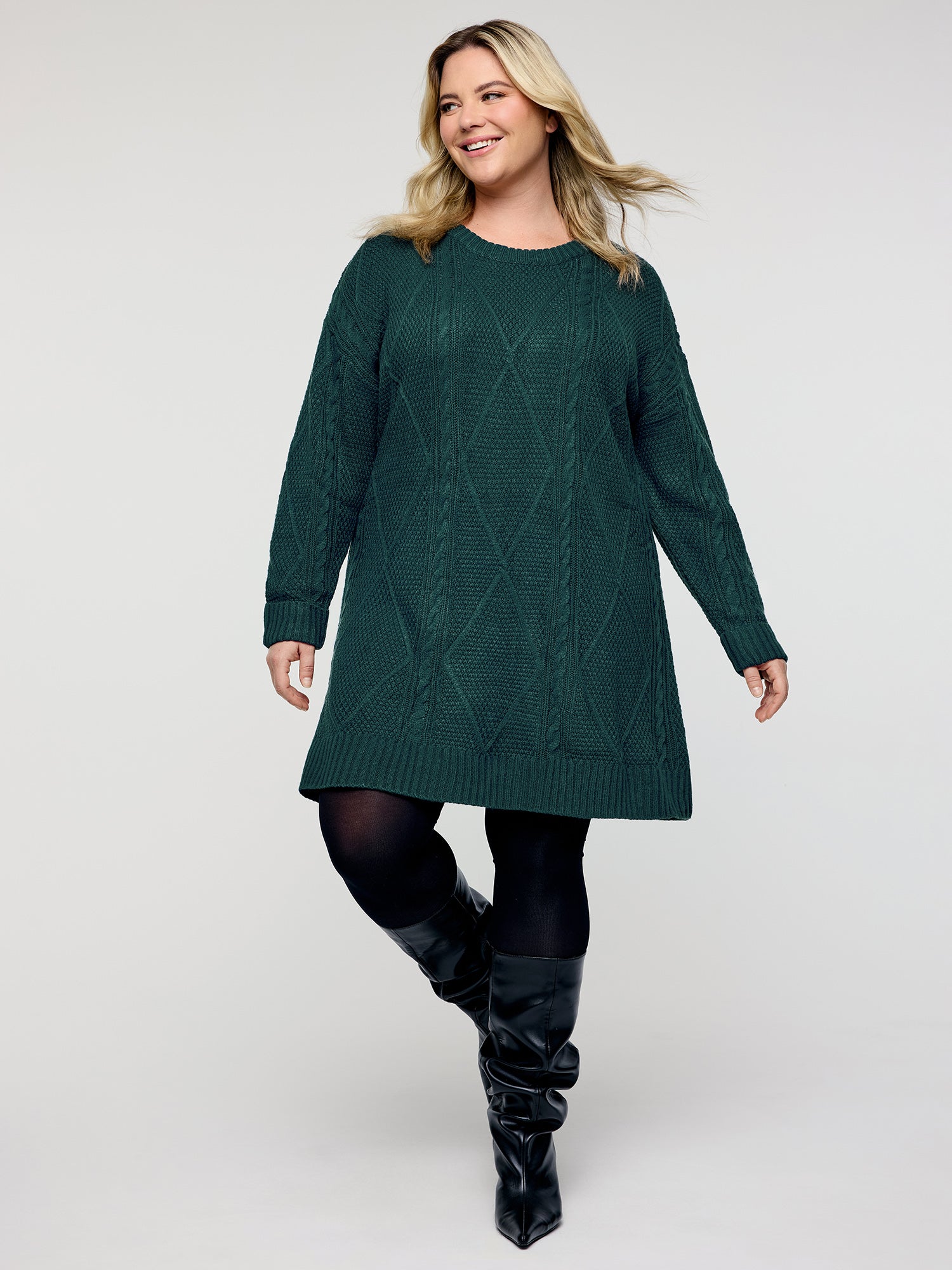 Twisted Pattern Textured Midi Sweater Dress-Sweetccc