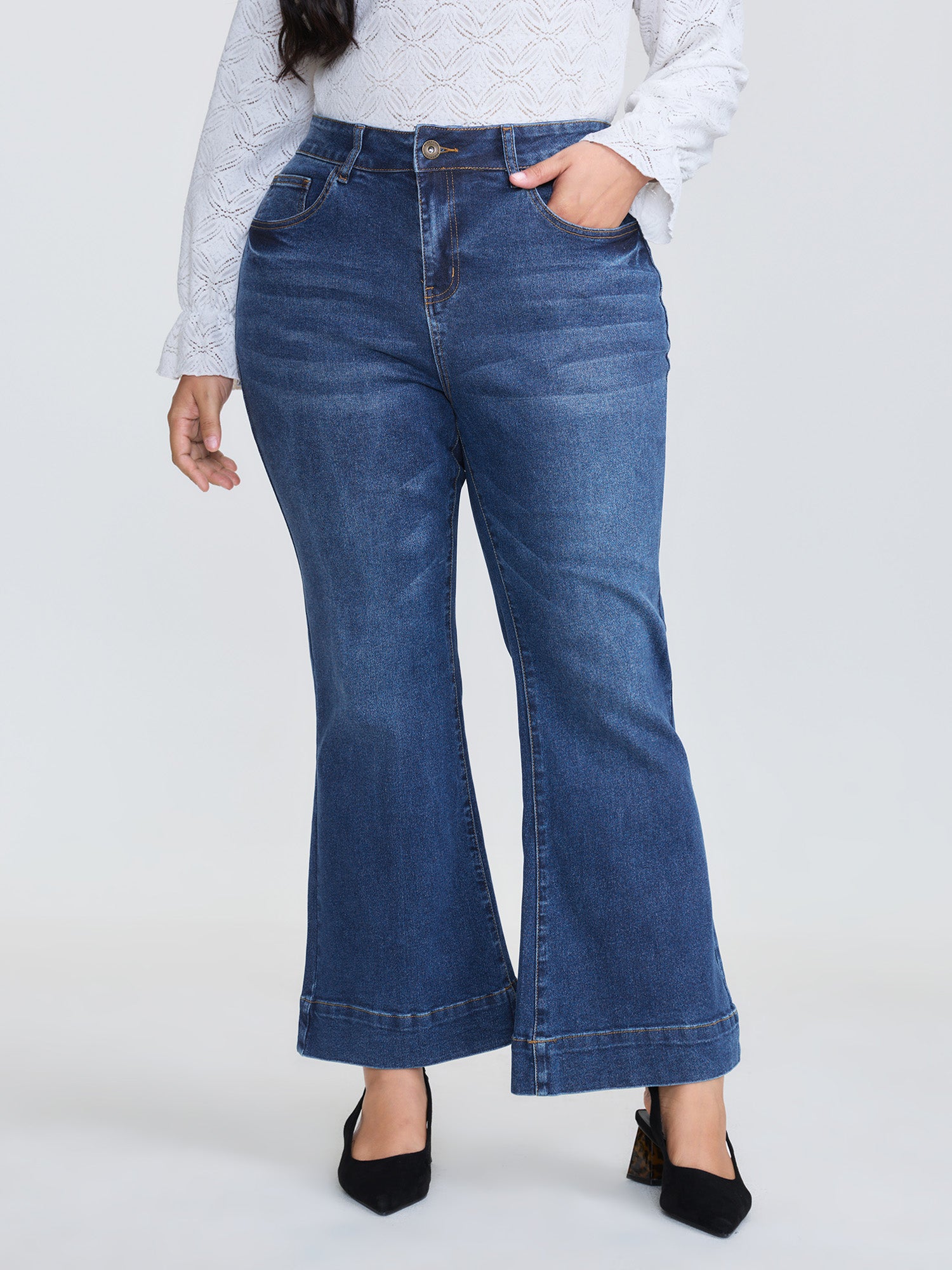 Stretchy Soft Bootcut Jeans-Sweetccc