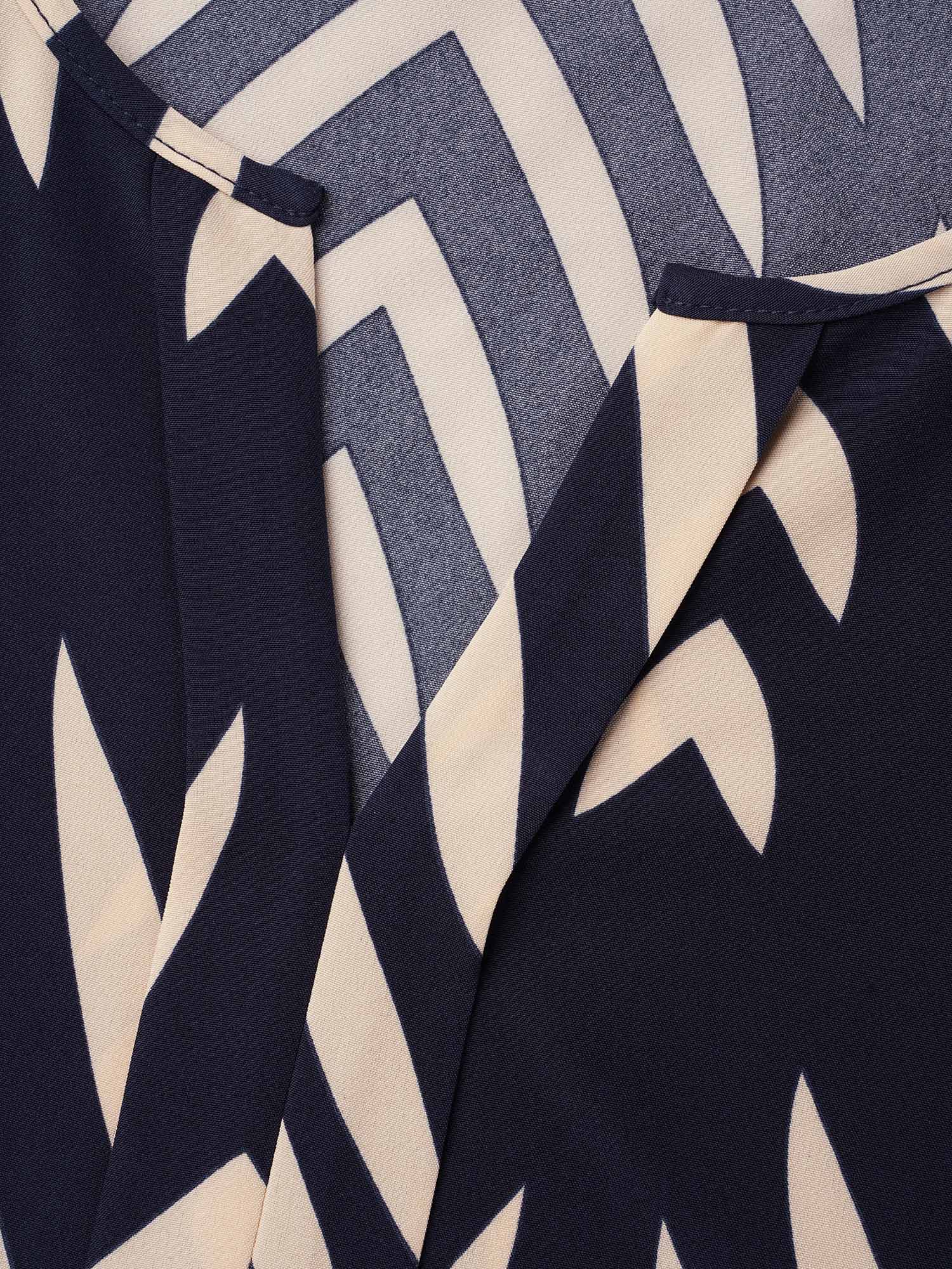 Geometric Print Ruffled Shirred Shirt-Sweetccc