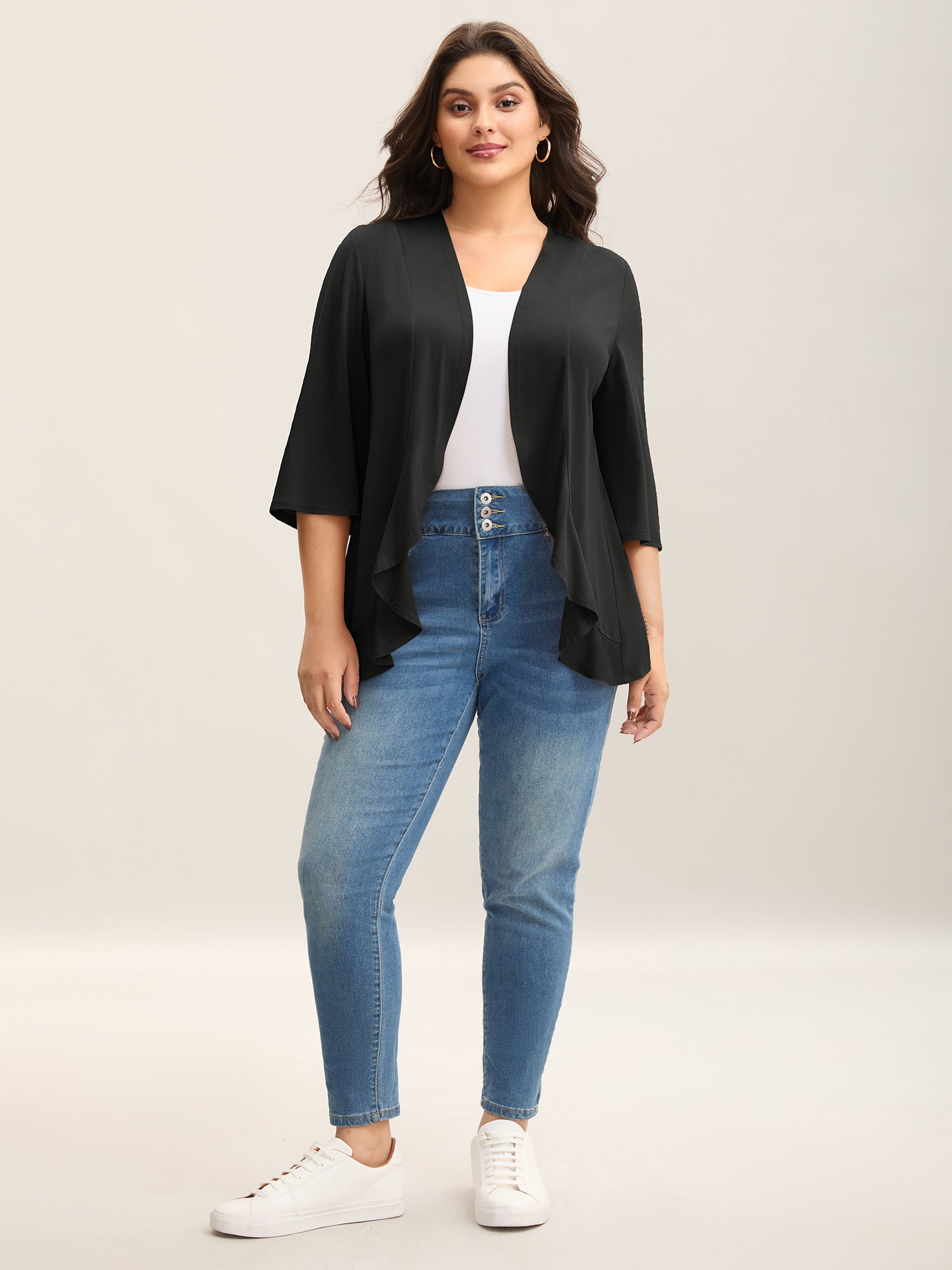 Lotus Hem Curvy Kimono Cover-Up-Sweetccc