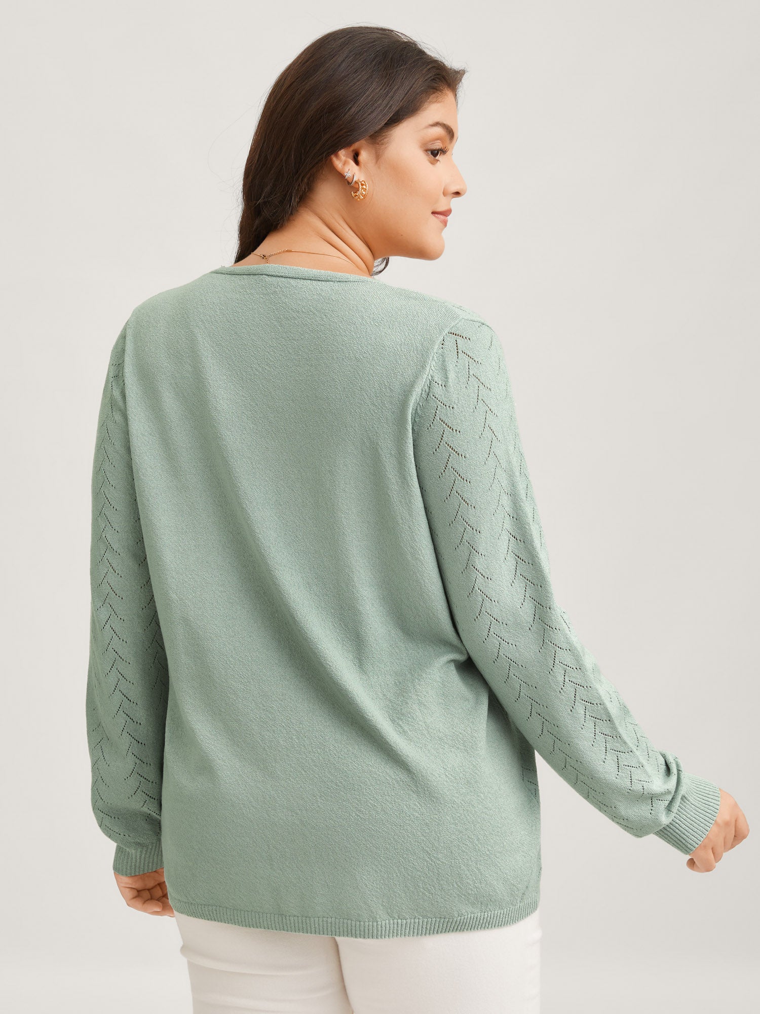 Texture V Neck Lightweight Pullover-Sweetccc