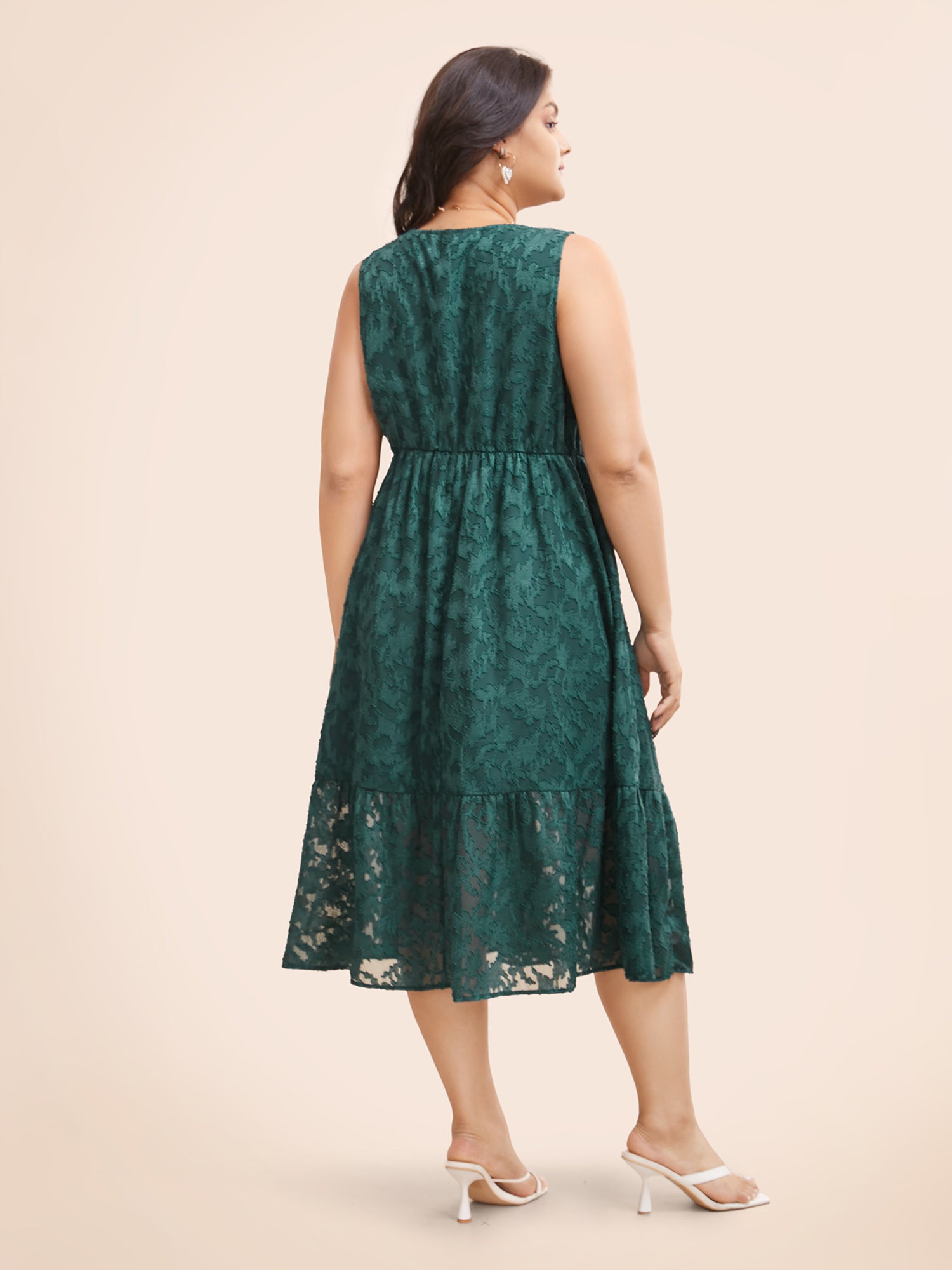 Texture Mesh Tie Knot Tank Dress-Sweetccc