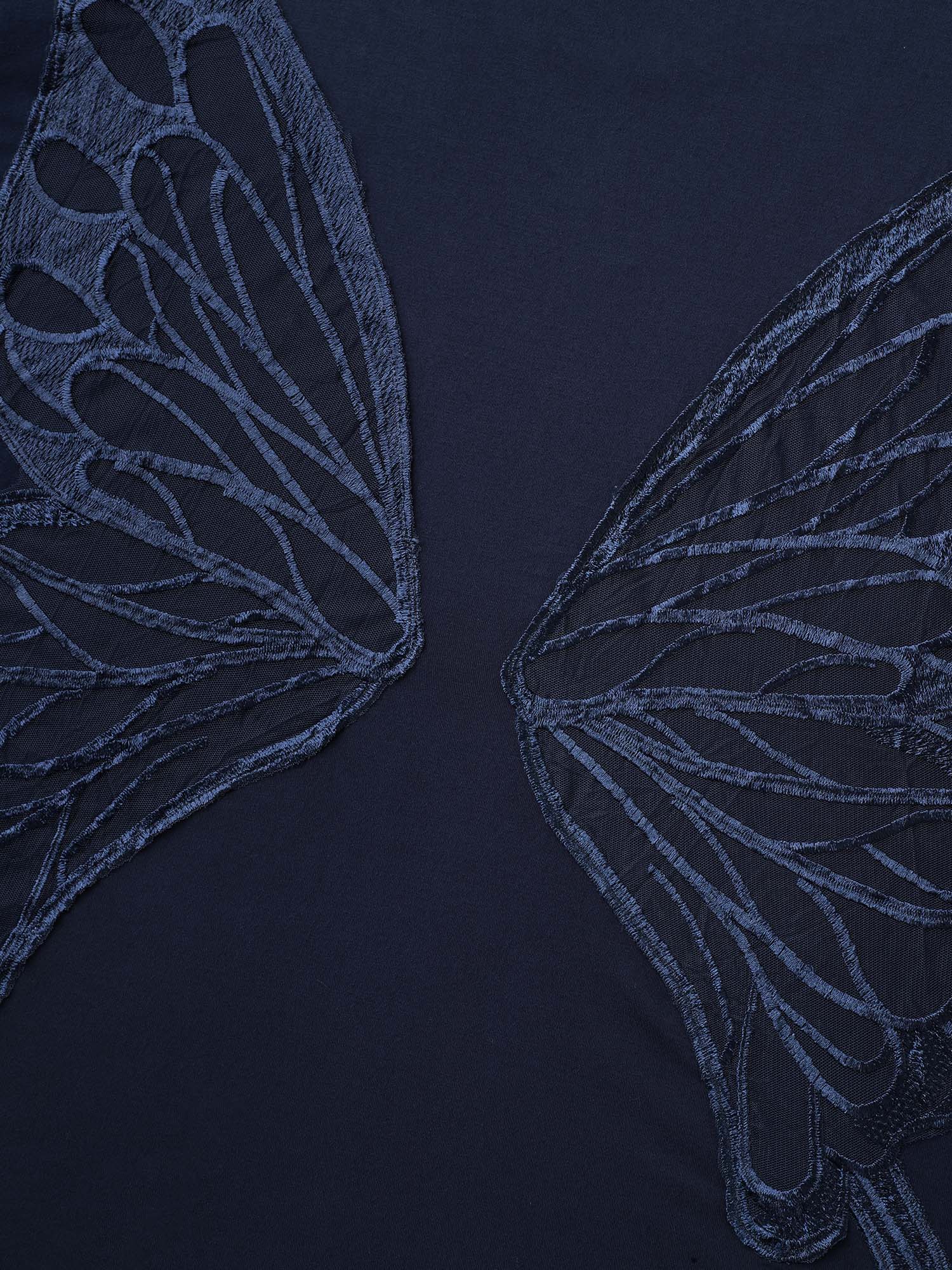 Supersoft Sheer Butterfly Backless Embroidered T-Shirt-Sweetccc