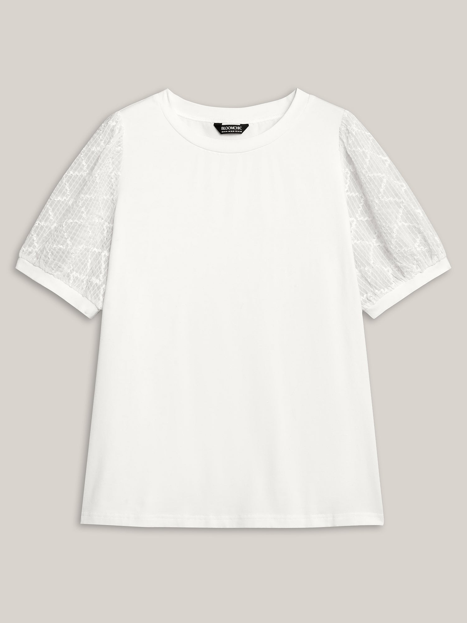 Textured Bubble Lantern Sleeve T-Shirt-Sweetccc