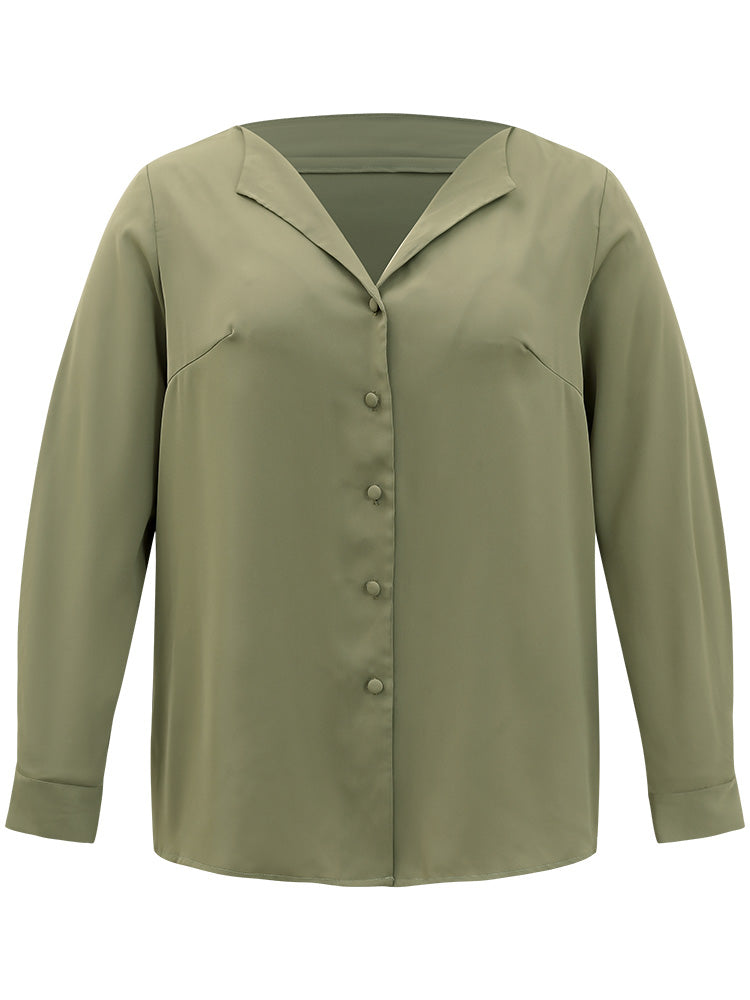 Lapel Collar Button Up Blouse-Sweetccc